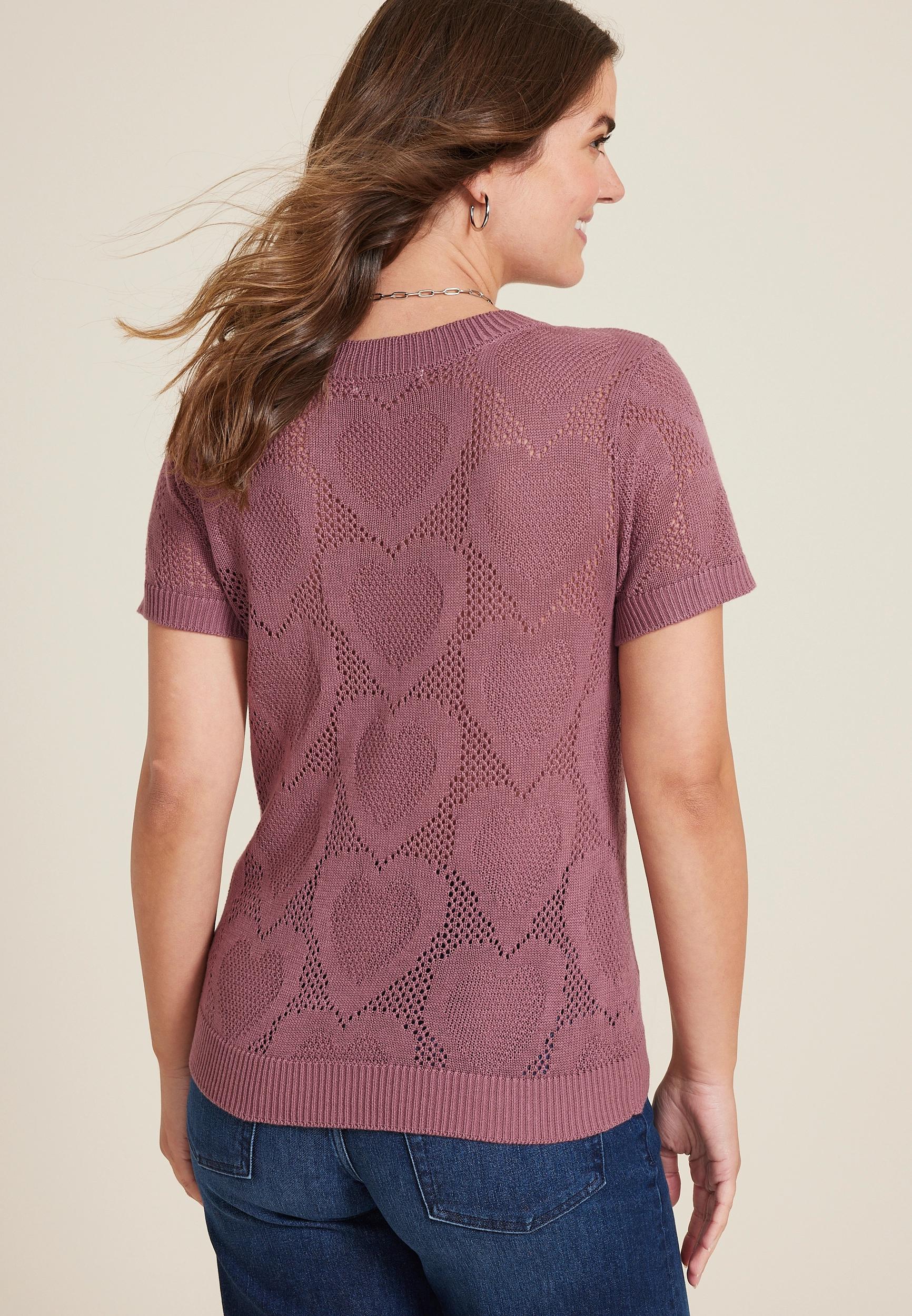 Open Stitch Heart Sweater Top Product Image