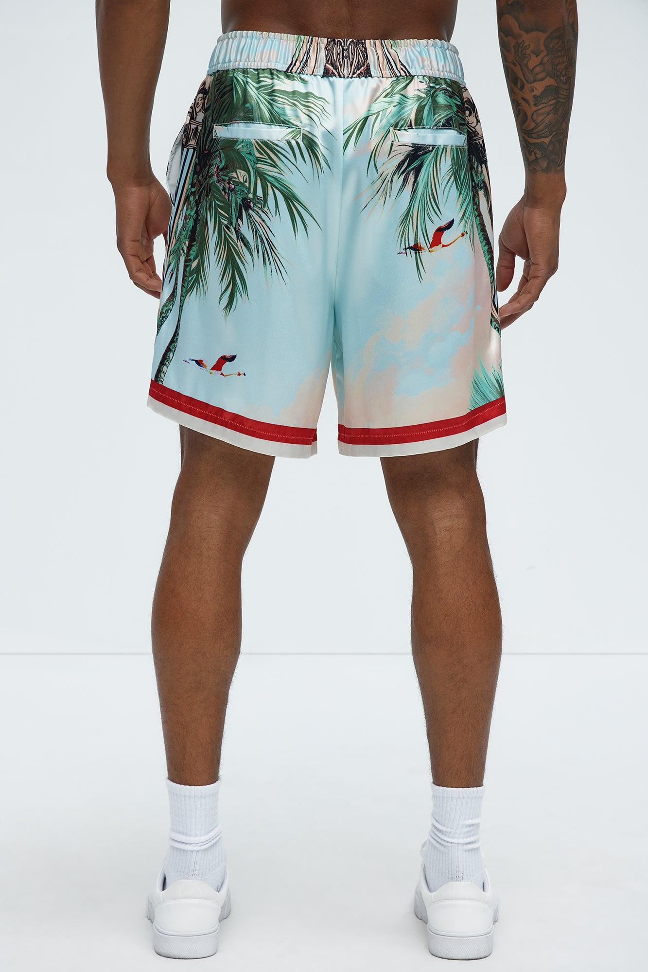 Flamingo And Palm Resort Shorts - Multi Color Product Image