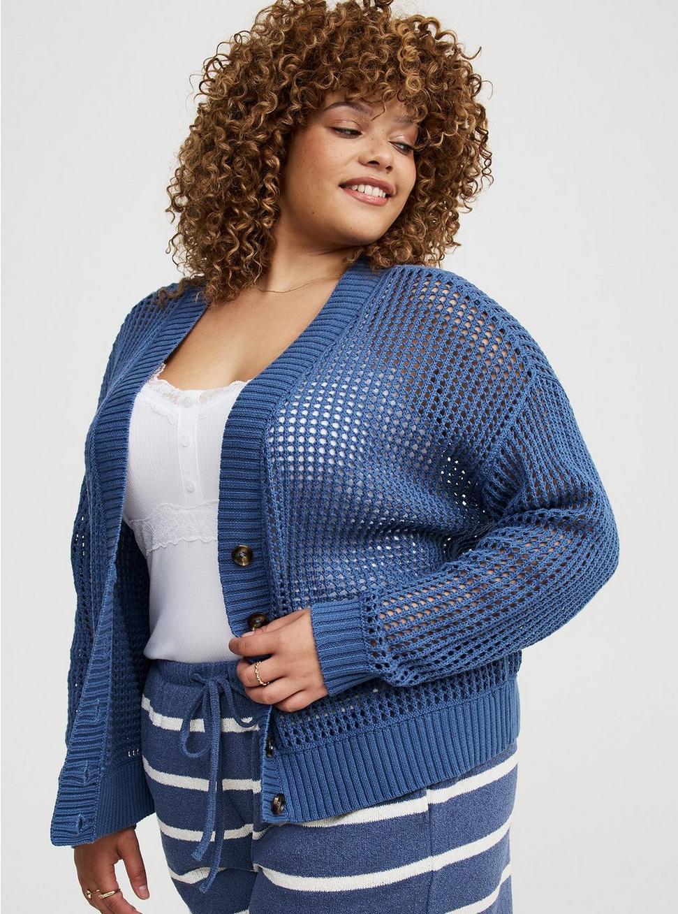 Open Stitch Cardigan Sweater Product Image