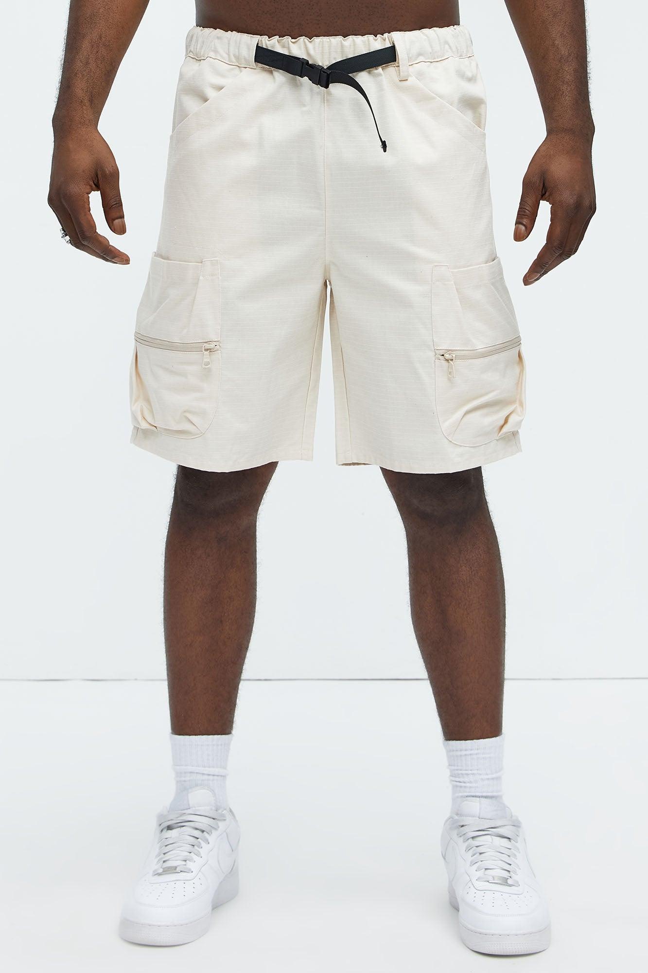 Stacked Ripstop Relaxed Cargo Shorts - Khaki Product Image