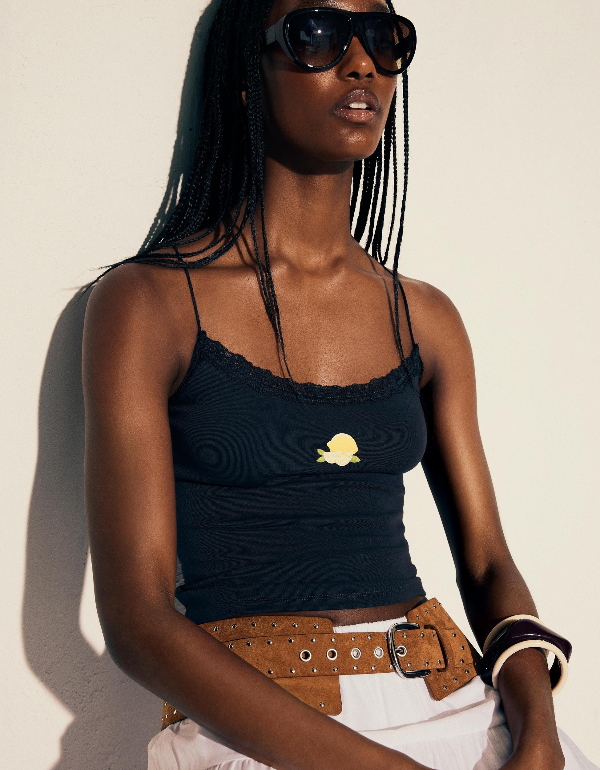 Printed top with straps Product Image