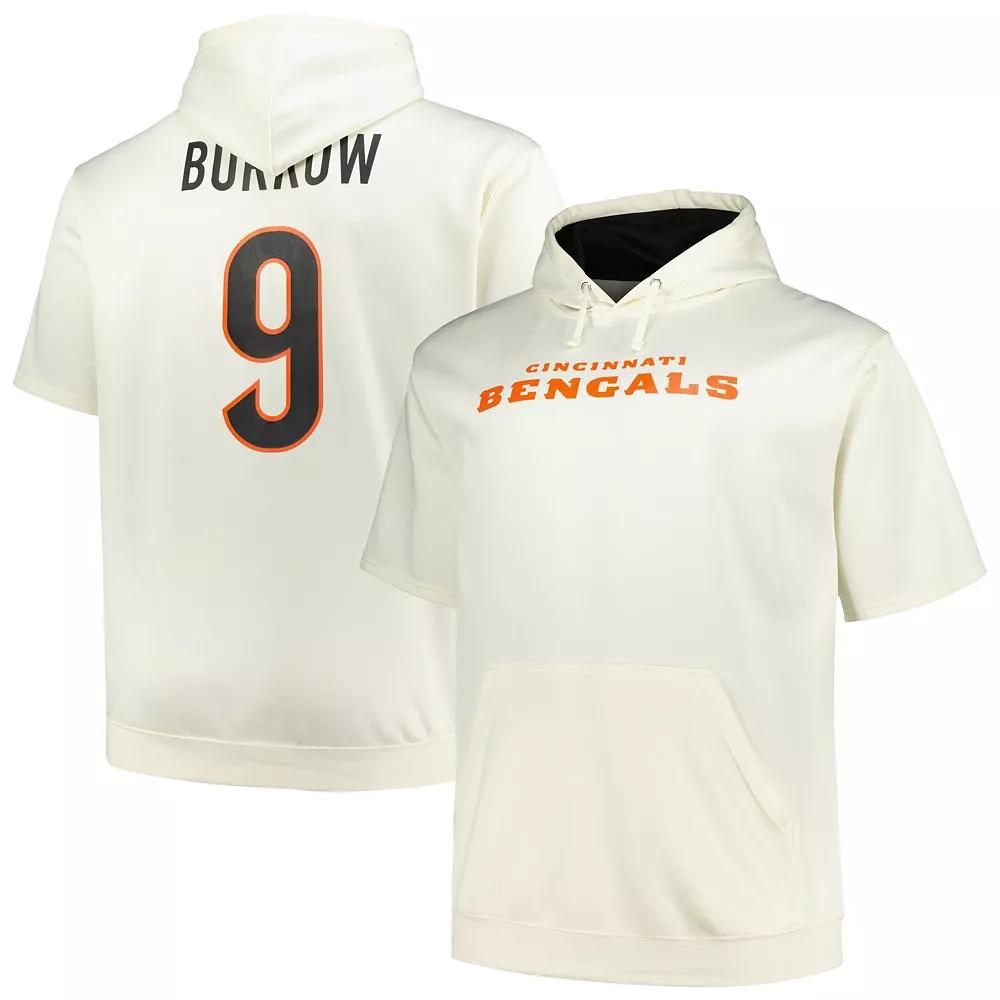 Men's Fanatics Branded Joe Burrow Cream Cincinnati Bengals Big & Tall Short Sleeve Hoodie T-Shirt, Size: 4XB, Beige Product Image