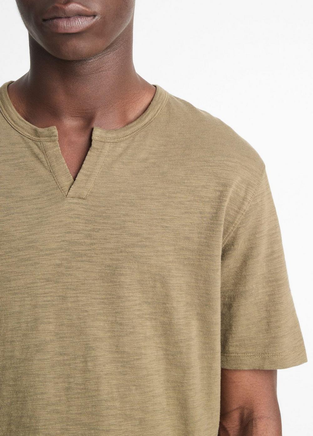 Mens Slub Cotton Split-Neck T-Shirt Vince Product Image
