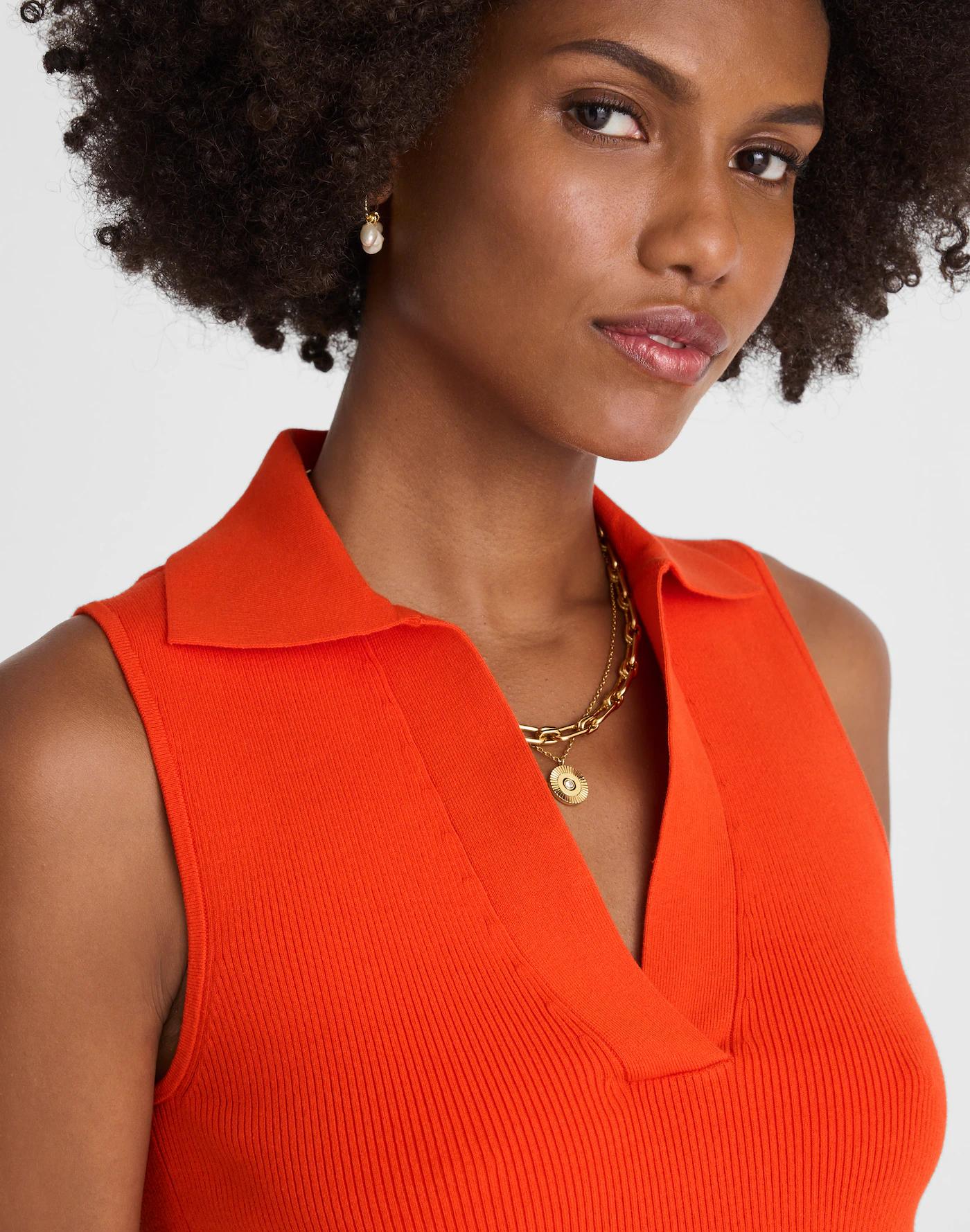 Cotton Johnny-Collar Sweater Tank Product Image