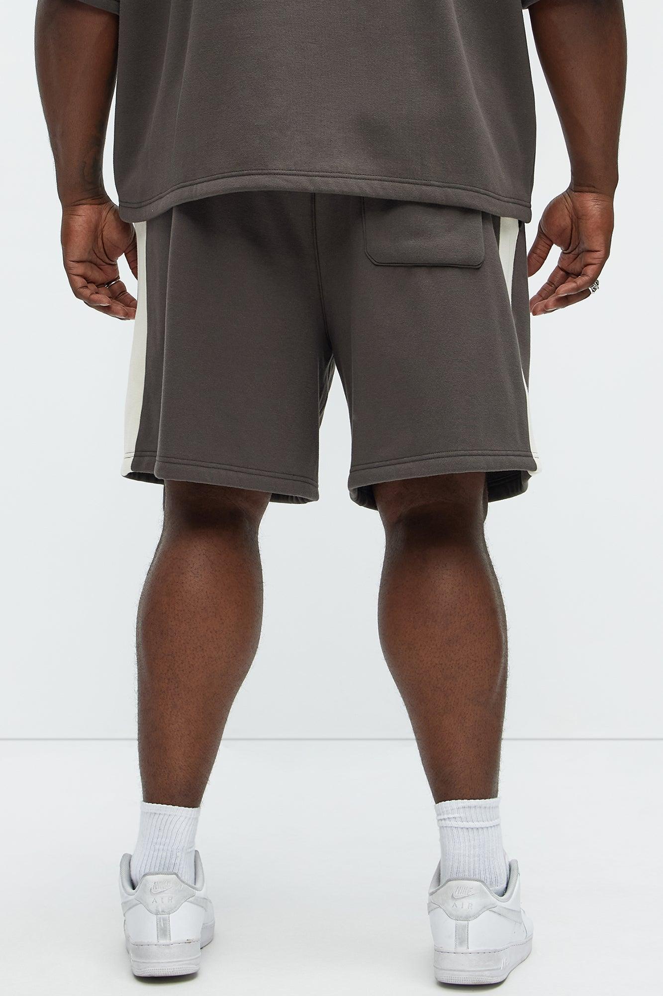 Tyson Oversized Heavyweight Striped Shorts - Olive Product Image