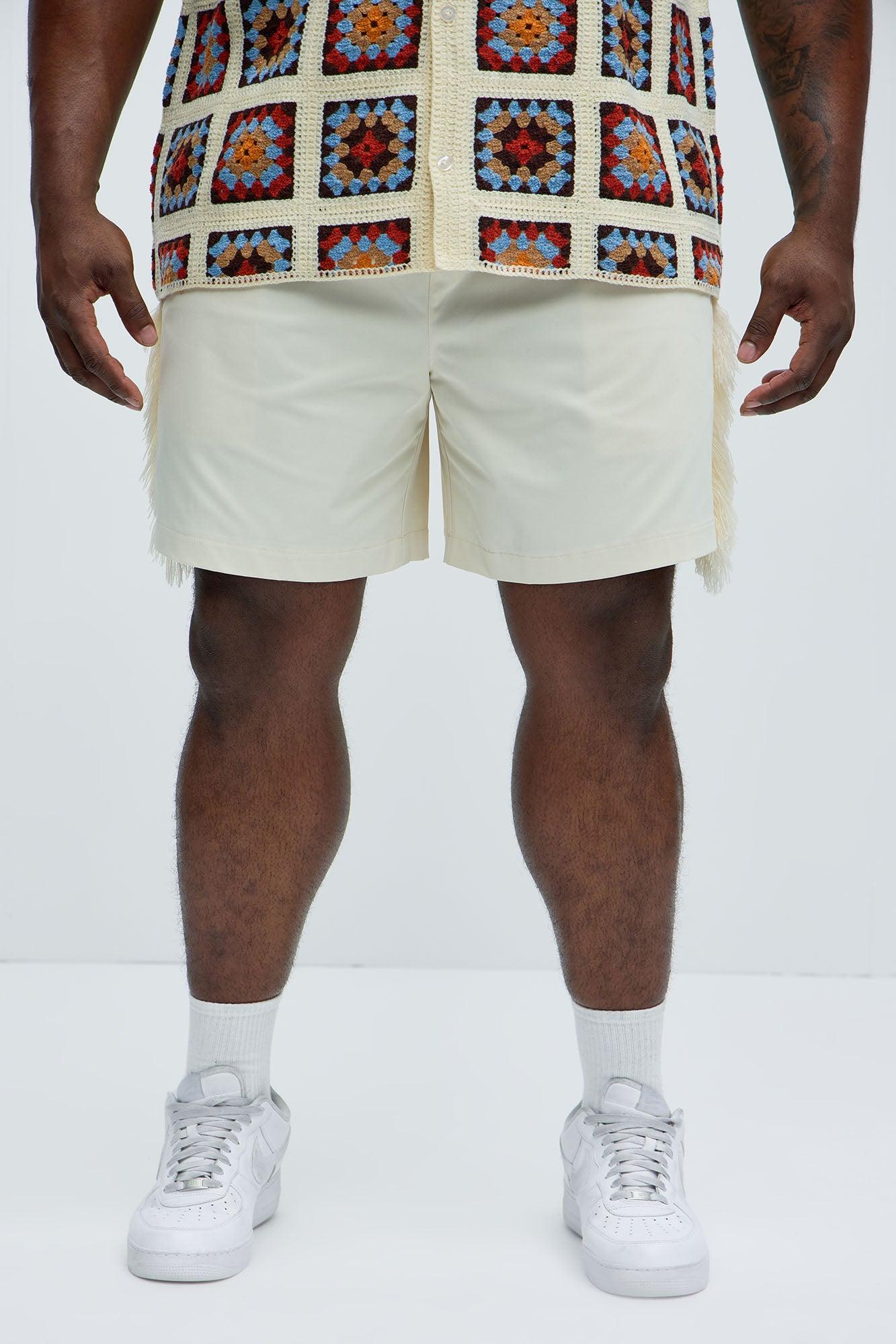 Nowhere Frayed Relaxed Shorts - Off White Product Image