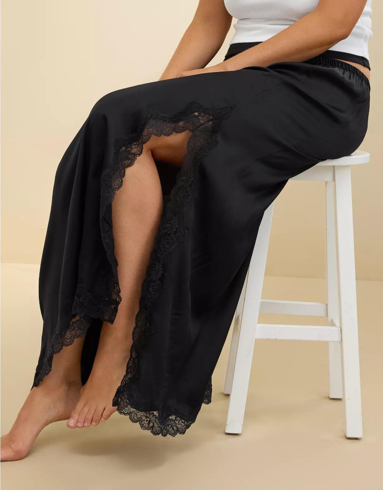 Aerie Satin Midi Skirt Product Image