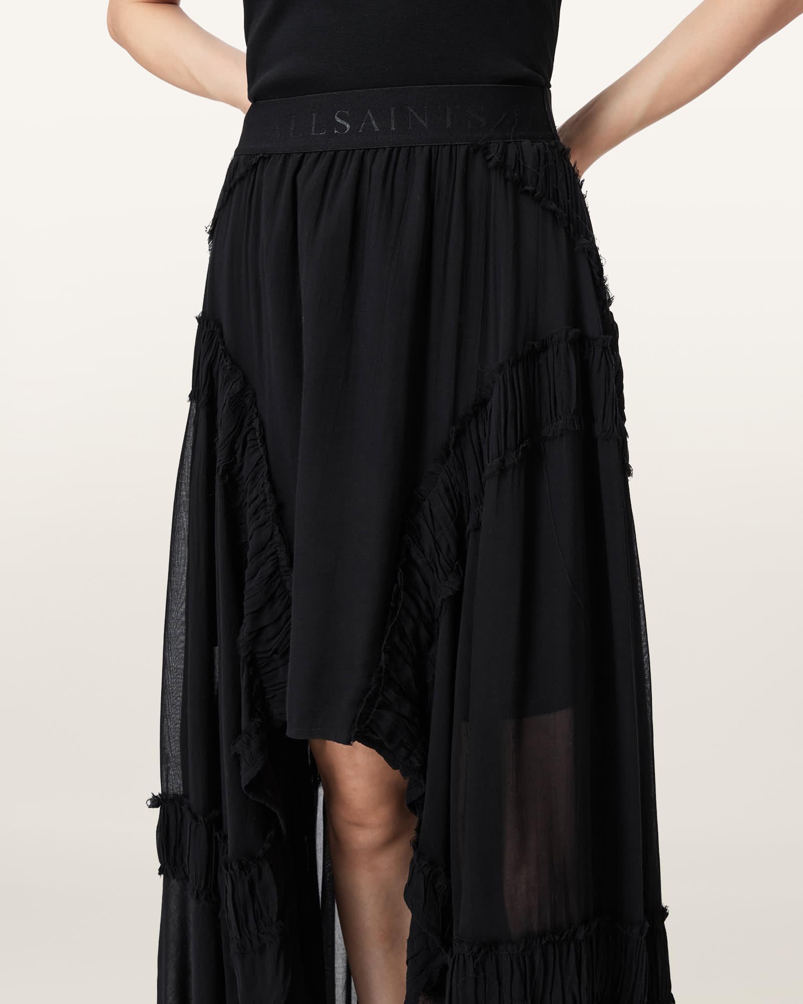 Dorina Voluminous Maxi Skirt Black | ALLSAINTS US Product Image