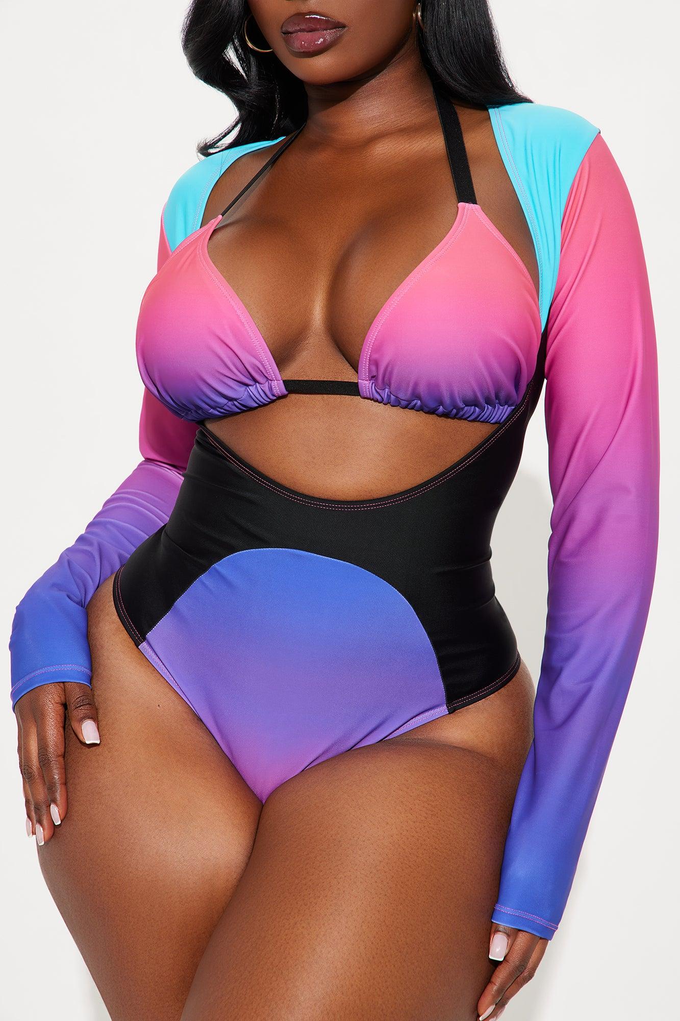 Ariah Long Sleeve 2 Piece Swimsuit - Purple/combo Female Product Image