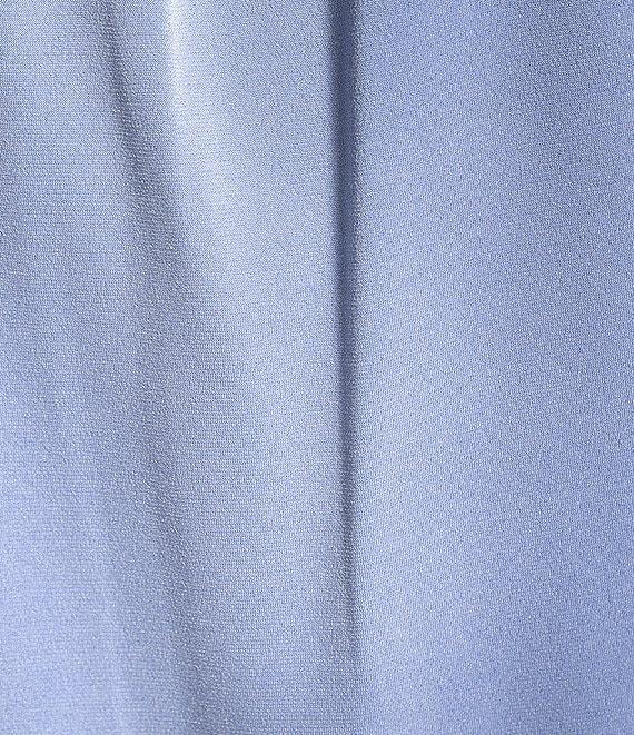 Calvin Klein Solid Matte Jersey Pleated Crew Neck Short Sleeve Blouse Product Image