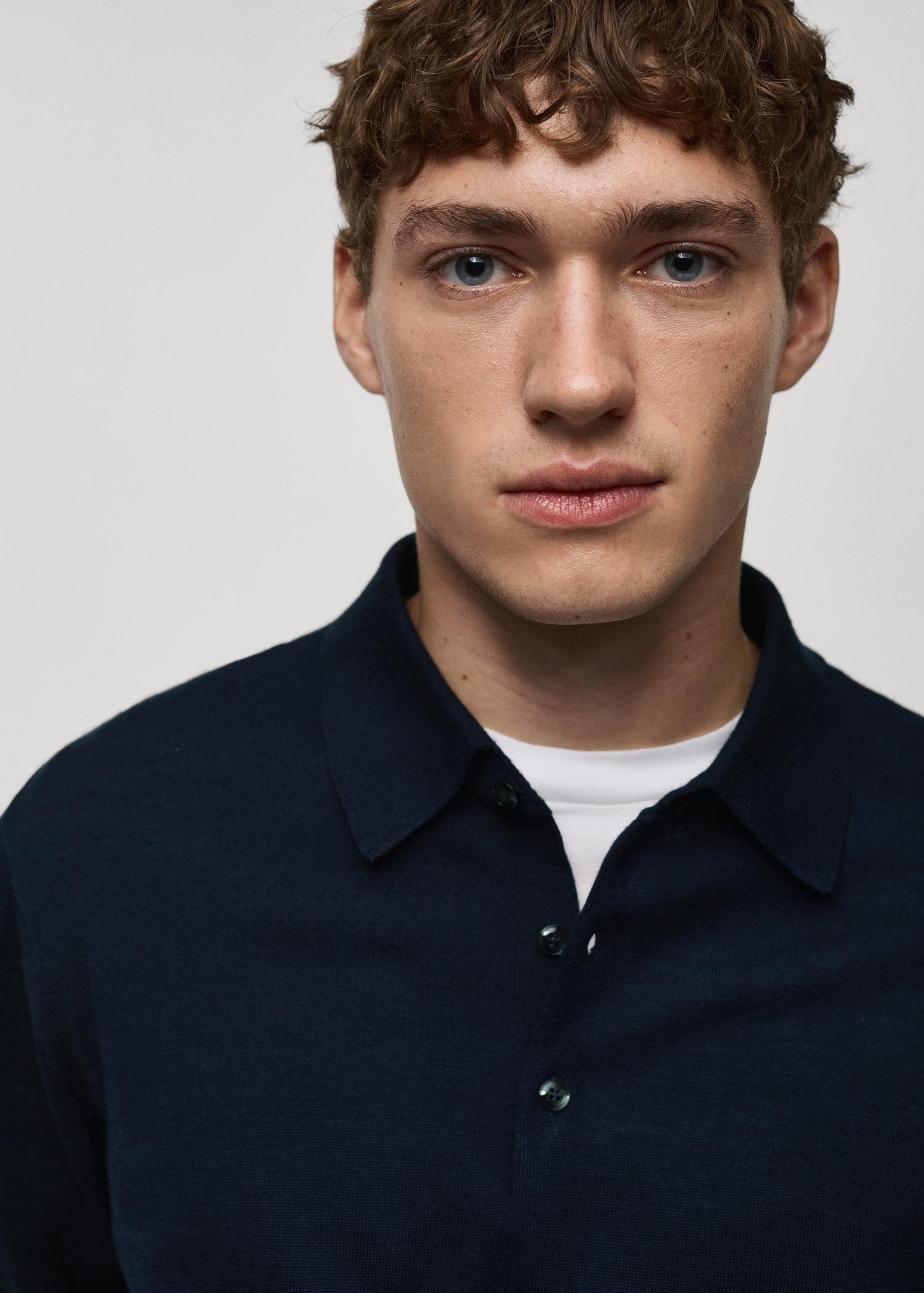 100% merino wool polo sweater - Men | MANGO USA Product Image