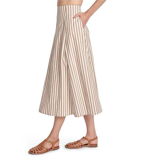 COREY LYNN CALTER Scout Coordinating Woven Stripe Print Full A-Line Midi Skirt Product Image