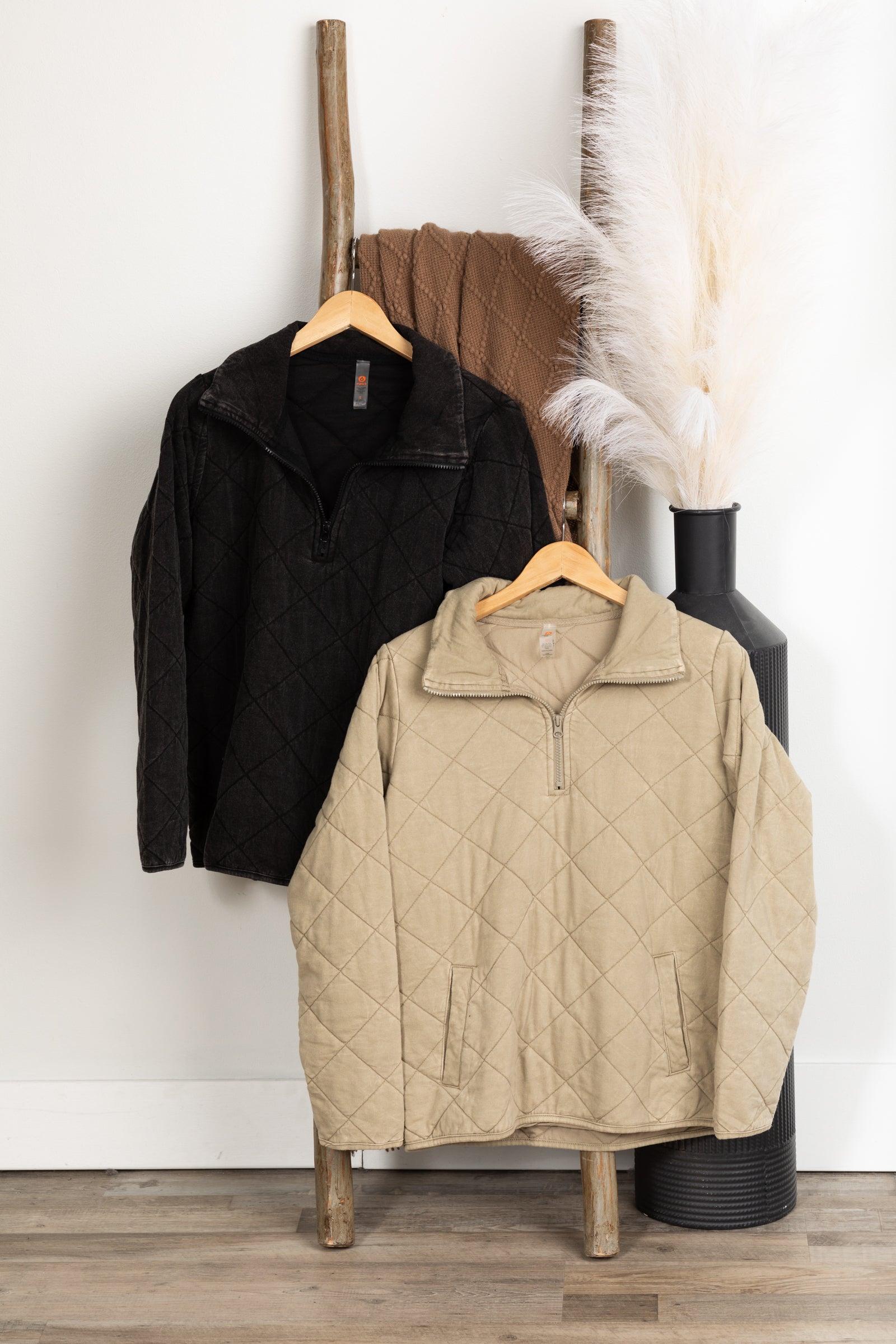 Quilted Mineral Washed Half-Zip Pullover Product Image