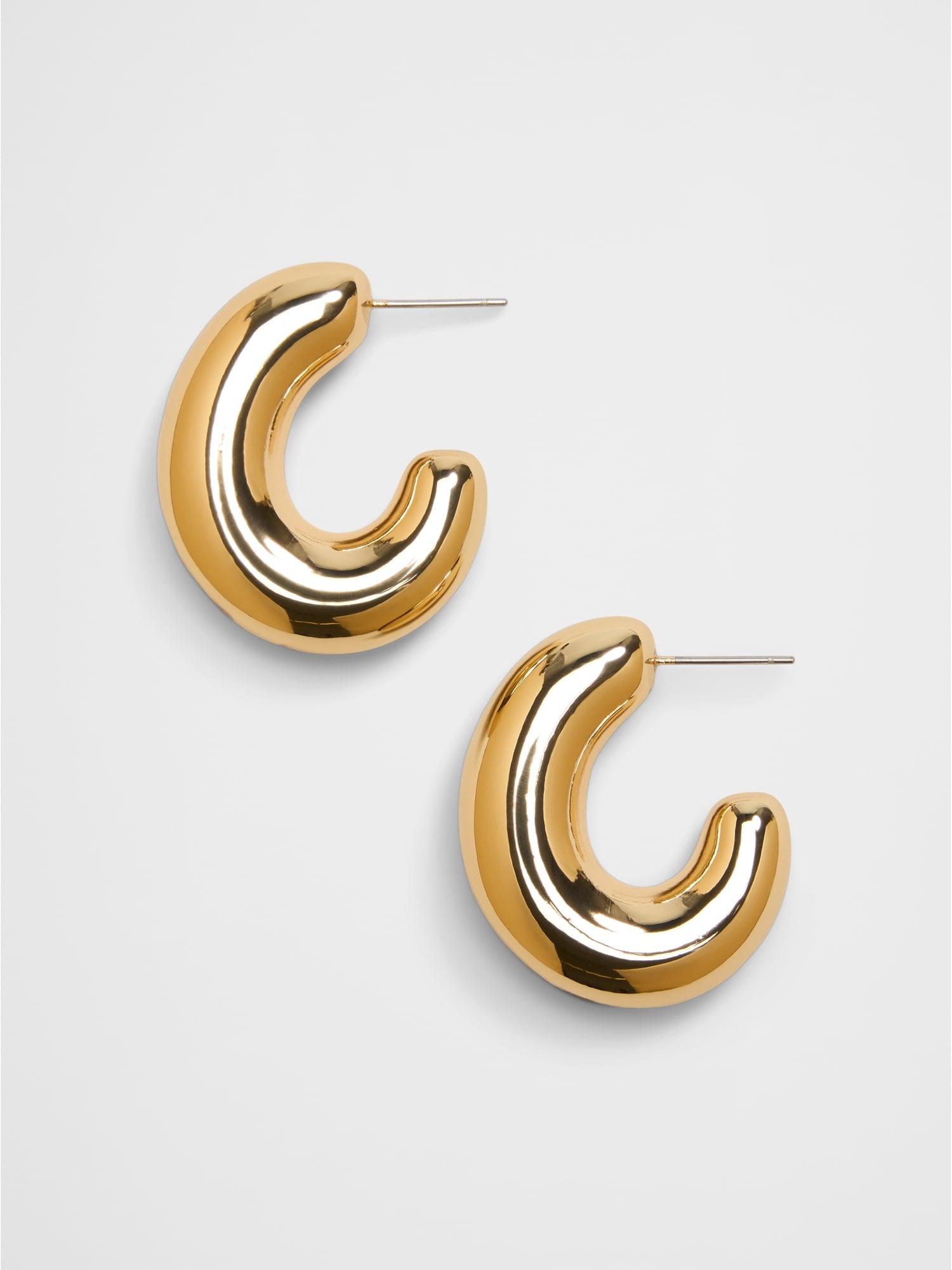 Puffy Half Hoop Earrings Product Image