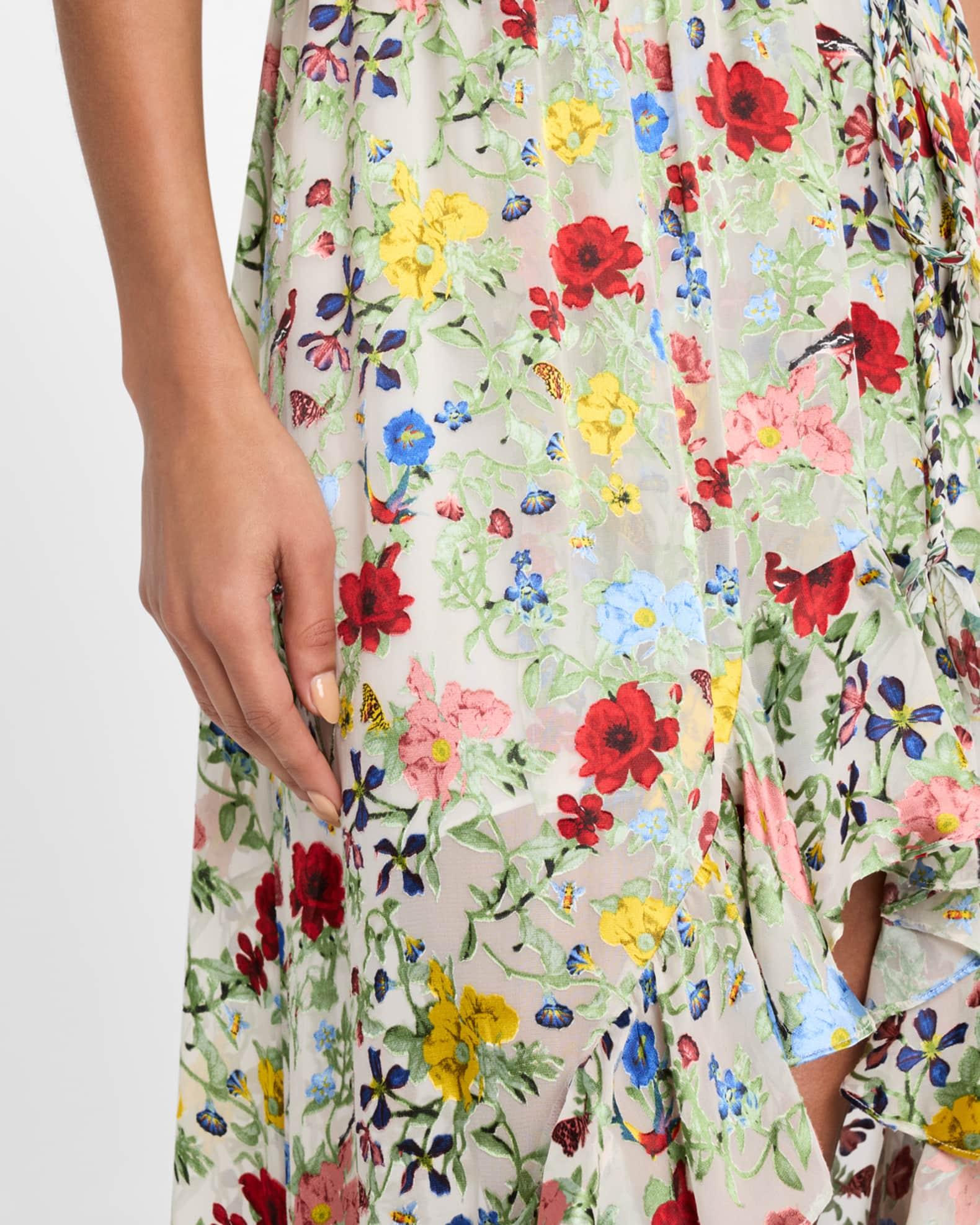 Tara Floral Cascading Ruffle Midi Dress Product Image