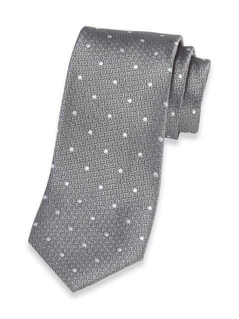 Dot Woven Silk Tie - Silver Product Image