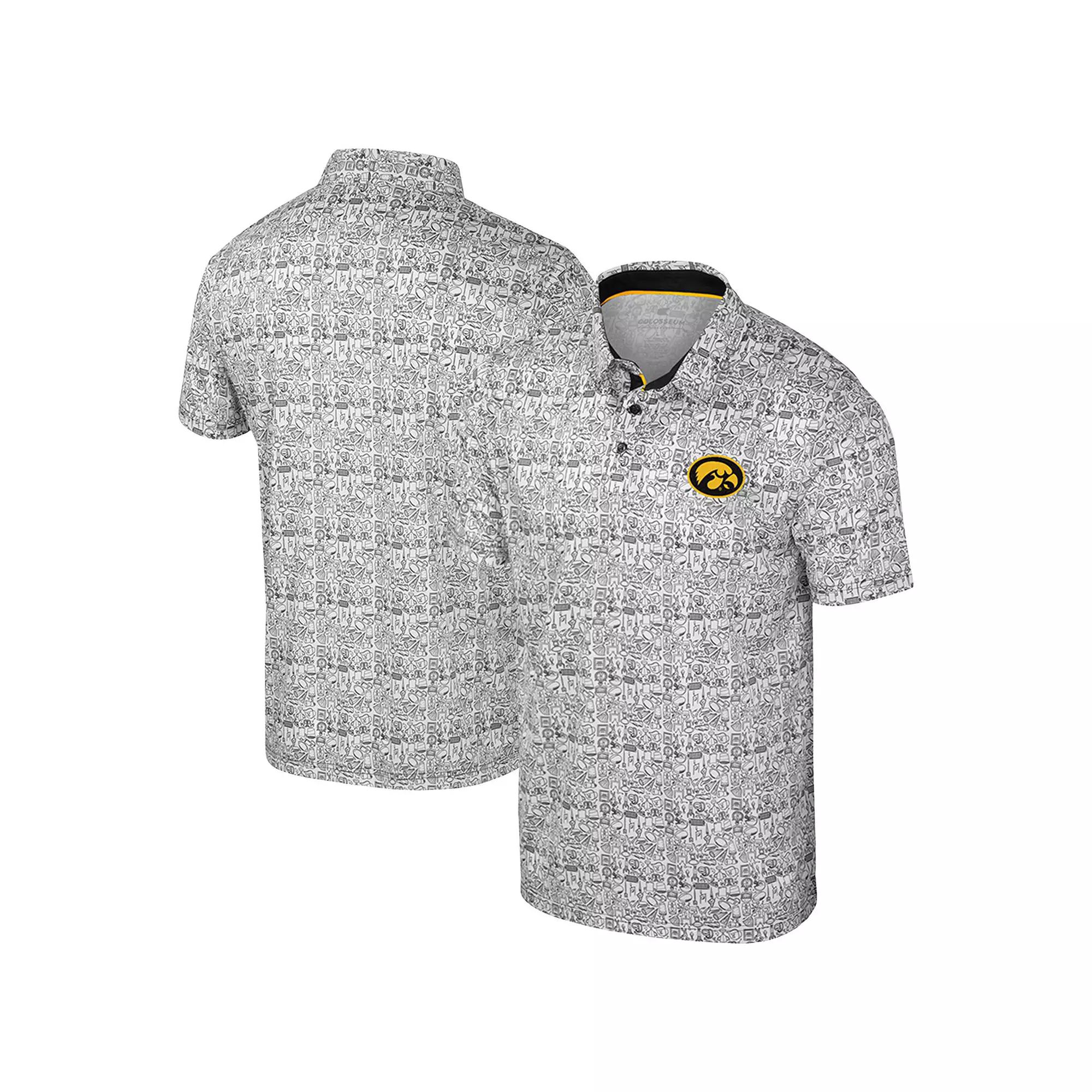 Men's Colosseum Black/White Iowa Hawkeyes Big & Tall Allover Polo,  Product Image