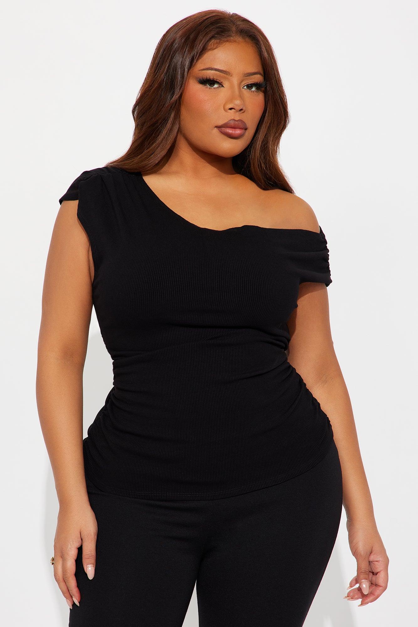 Myra Snatched Off Shoulder Top - Black Female Product Image