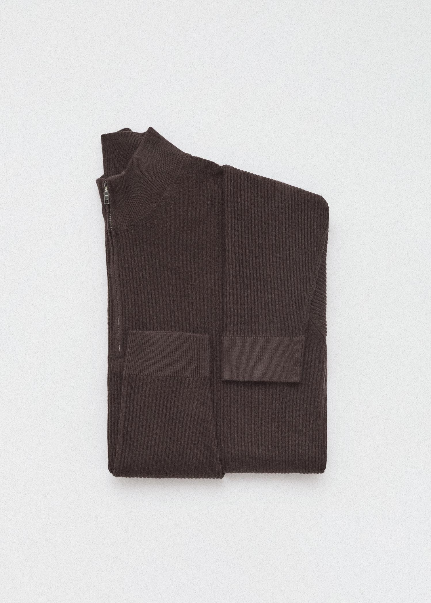 Ribbed sweater with zip neck - Men | MANGO USA Product Image