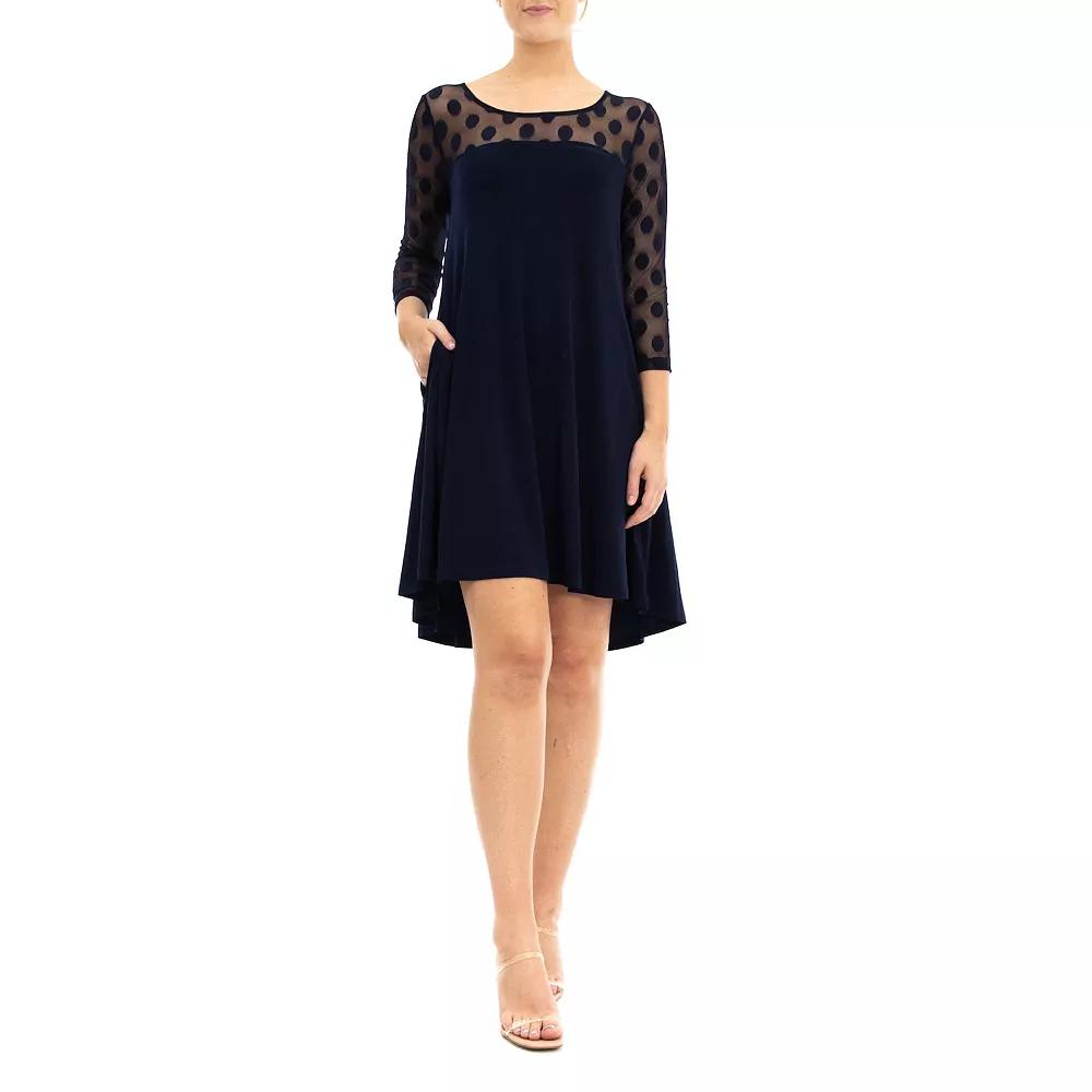 Women's Nina Leonard Sheer Polka-Dot High-Low Dress,  Product Image