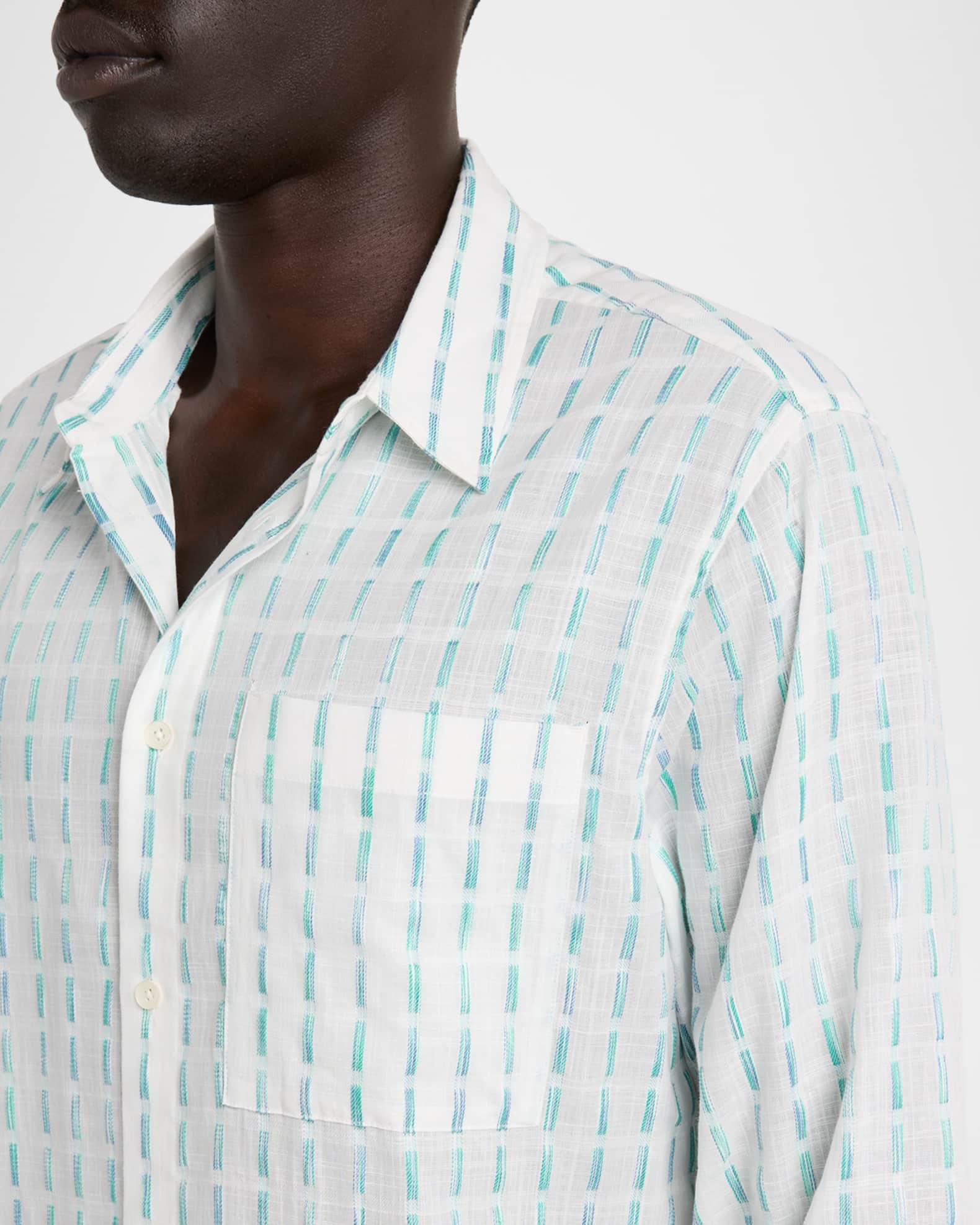Men's Cotton Voile Stripe Casual Button-Down Shirt Product Image