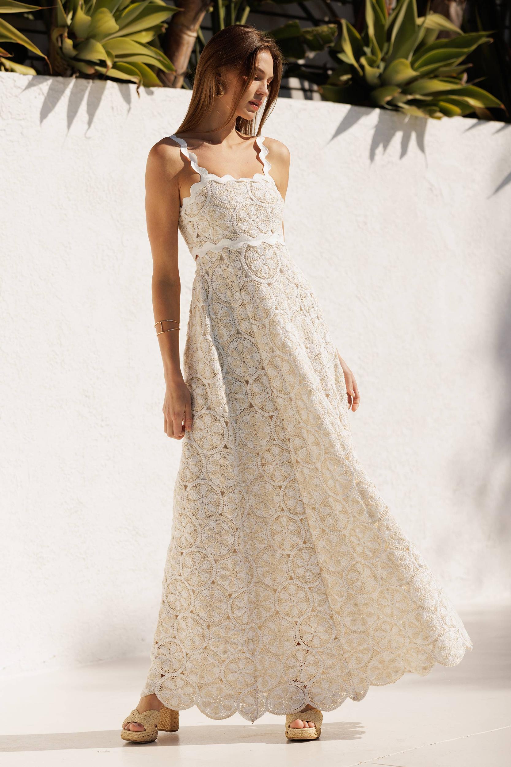 Scallop Tank Crochet Maxi Dress Product Image