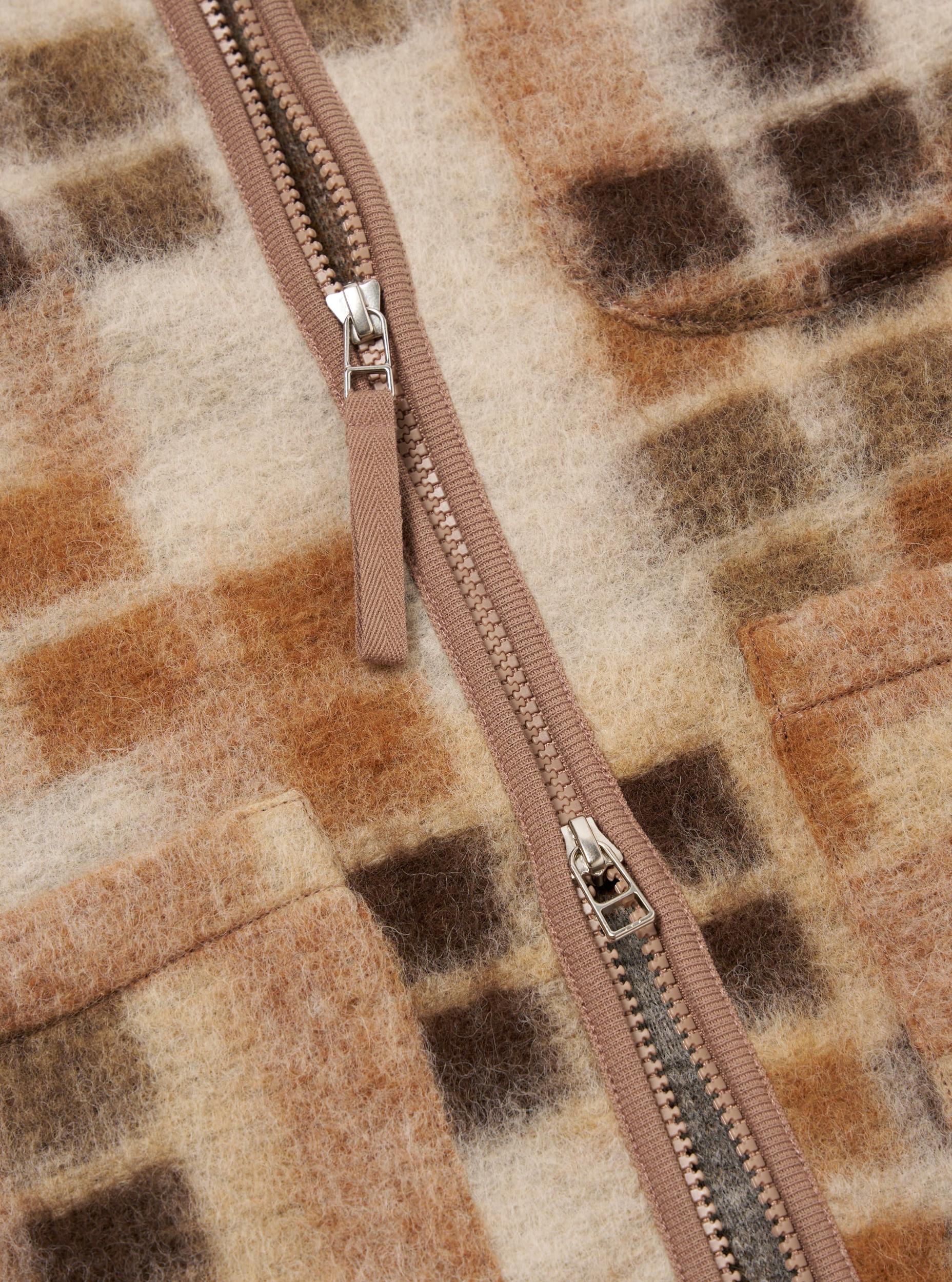 Universal Works Zip Gilet in Sand Mosaic Fleece Product Image