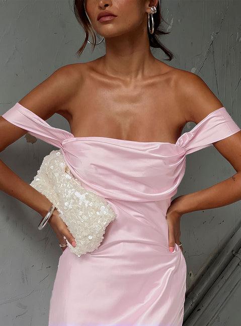 Azura Off The Shoulder Maxi Dress Pink Product Image
