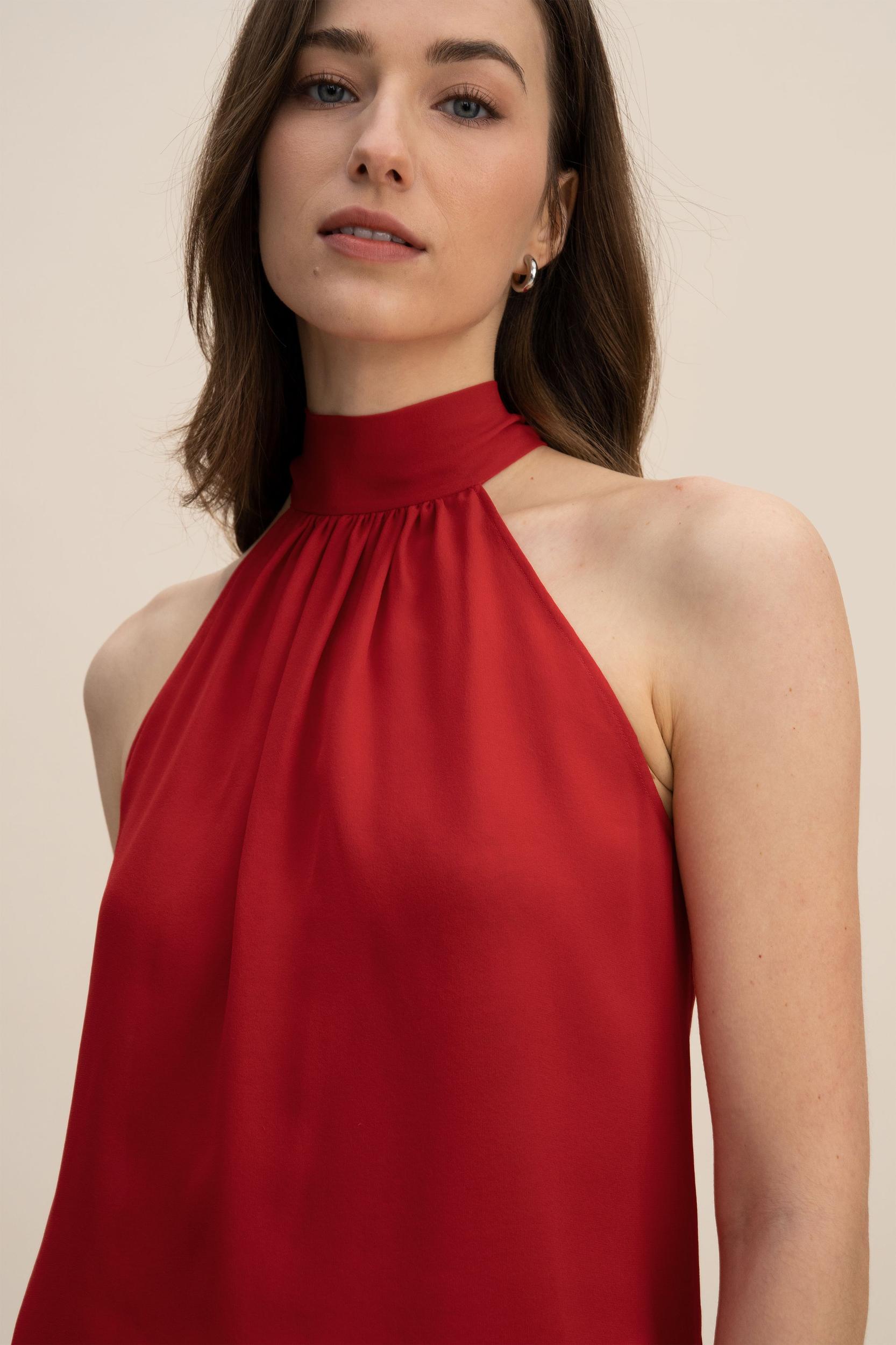 LILYSILK Silk Blouse Women Halter Neck Lily White 4 Product Image