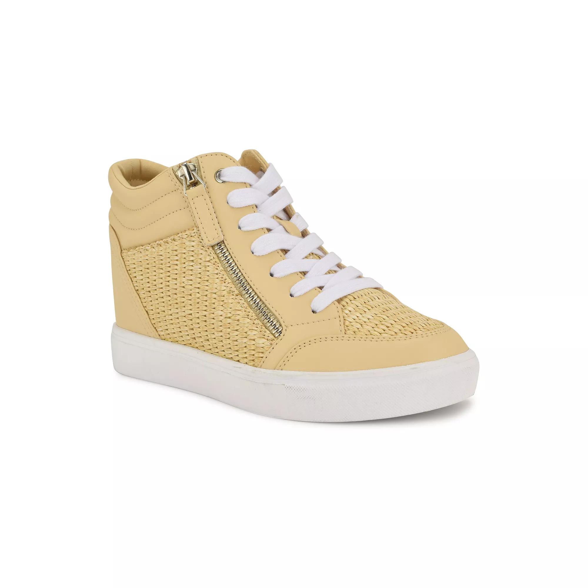 Nine West Tons Women's High Top Wedge Sneakers, Size: 8.5, Light Natural Woven Product Image