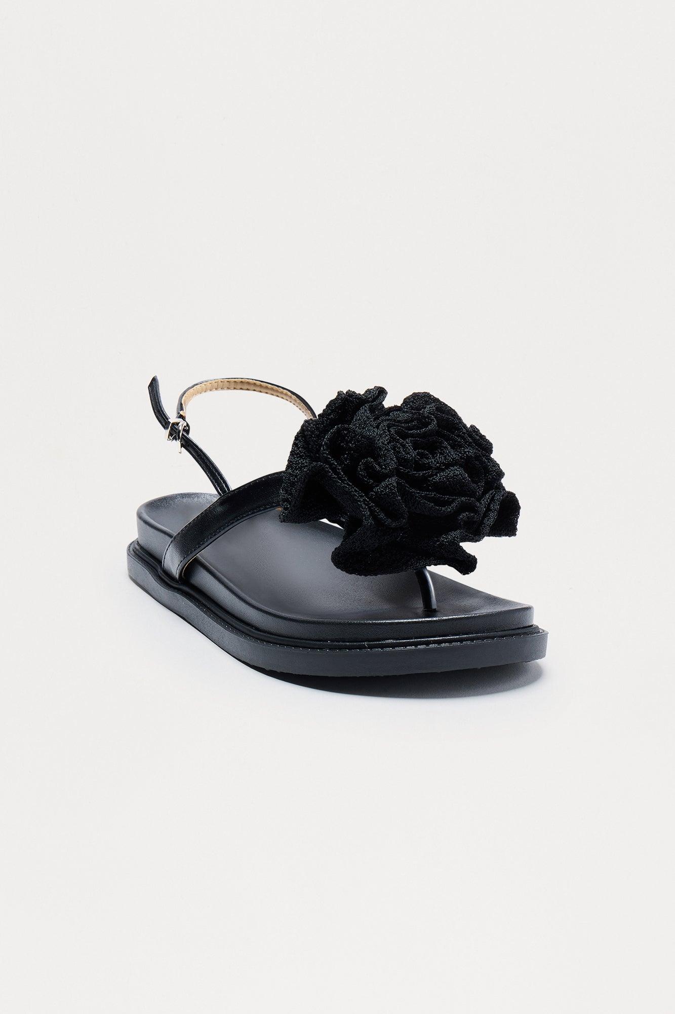 Naylor Flower Slingback Slides - Black Product Image