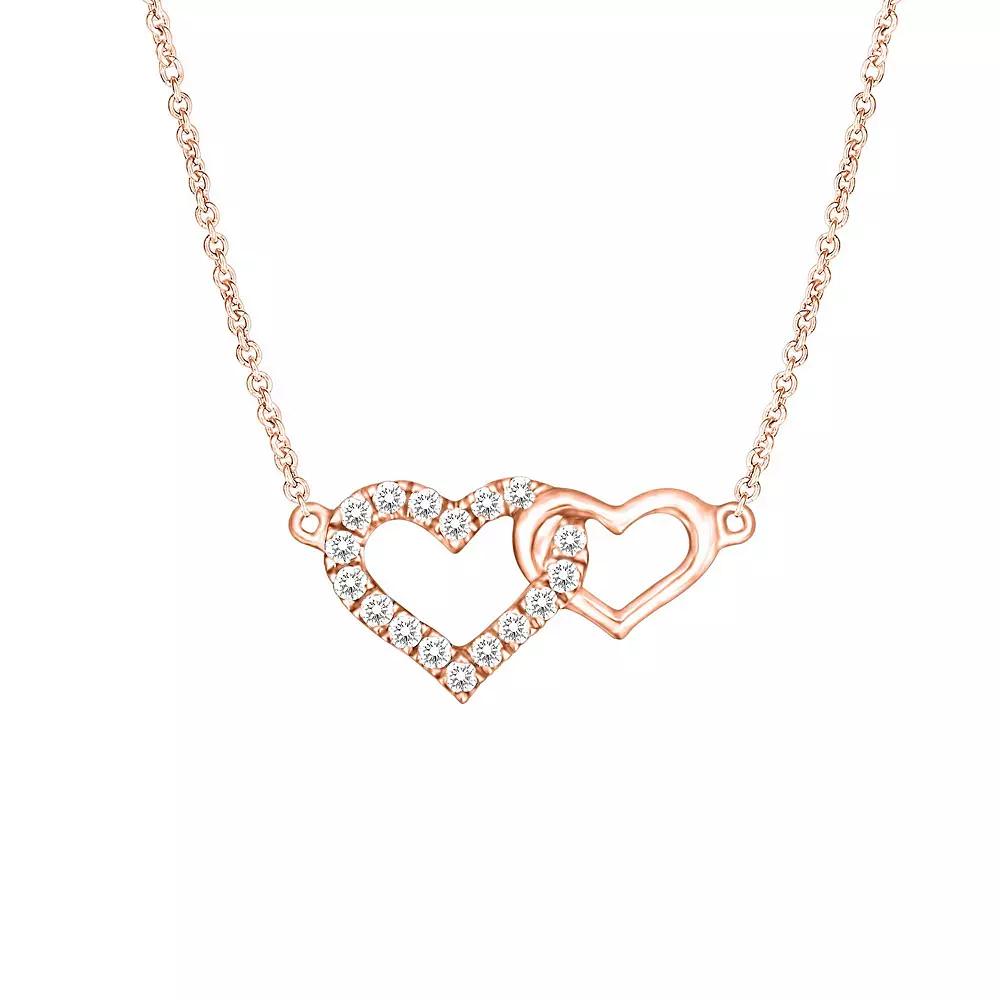 14k Rose Gold 1/10 Carat T.W. Diamond Heart Necklace, Women's, Size: 18" Product Image