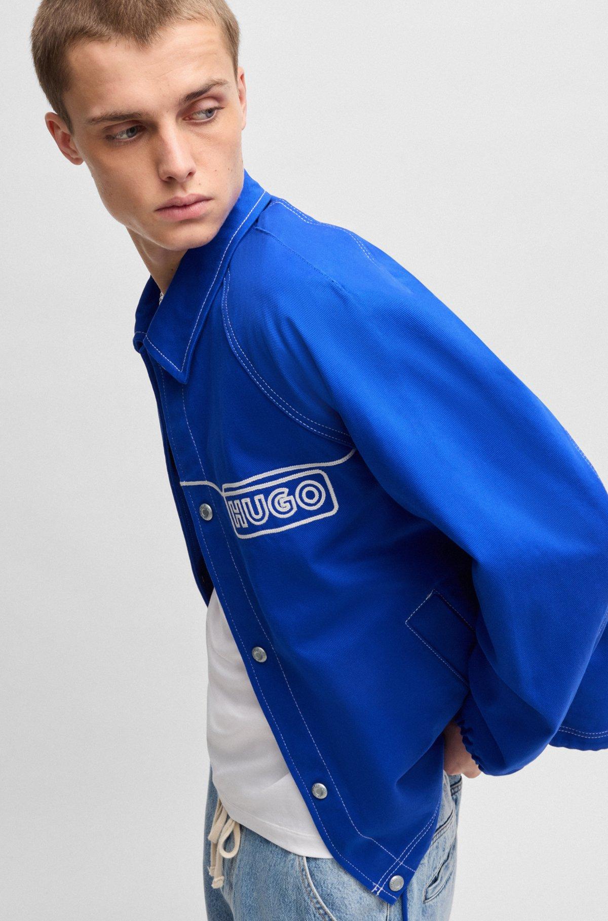 Cotton-twill jacket with chain-stitch logo Product Image