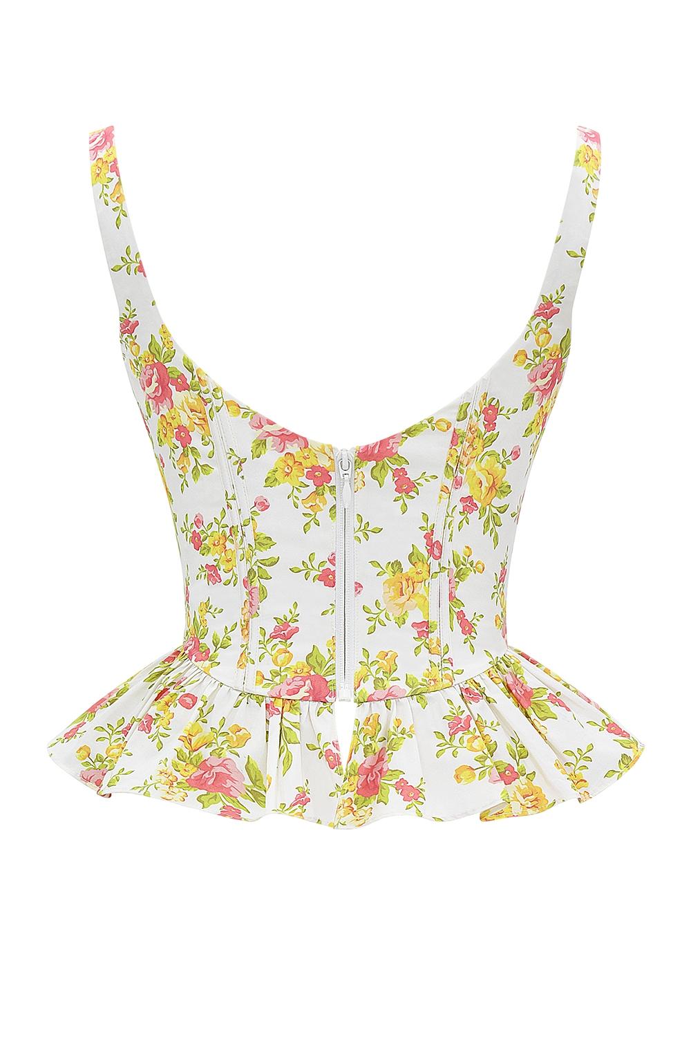 Gigou  royal rose print peplum cotton corset Product Image