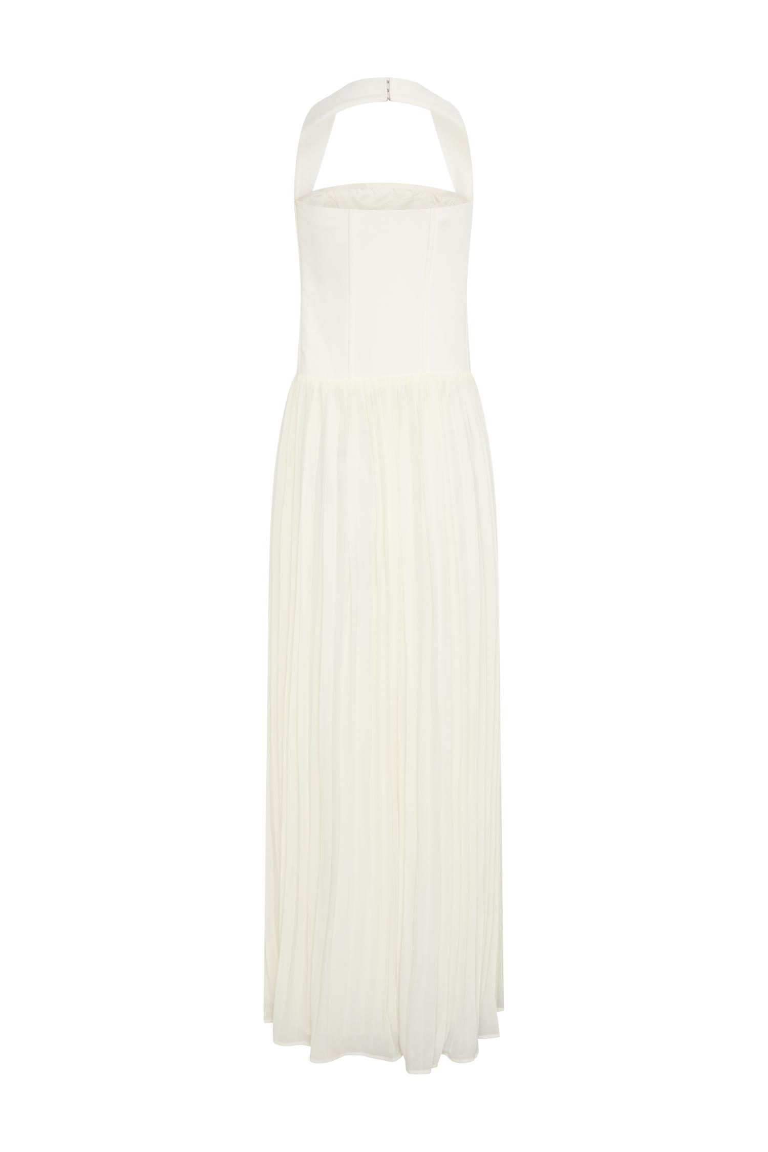 Stacie Pleated Halter Maxi Dress - Ivory Product Image