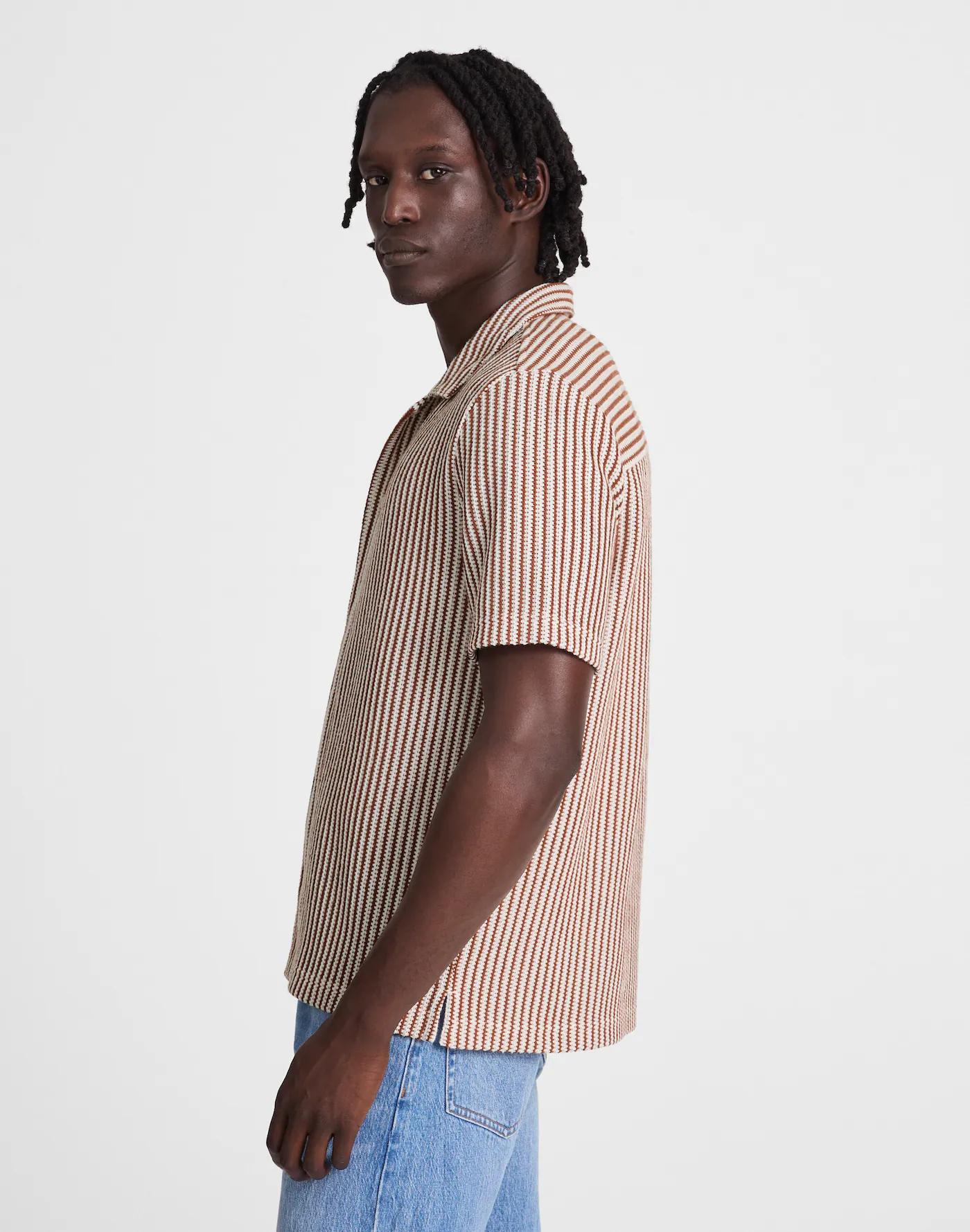 Textured-Knit Short-Sleeve Shirt Product Image