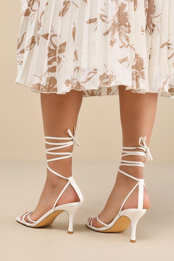 Lawrance White Lace-Up High Heel Sandals Product Image