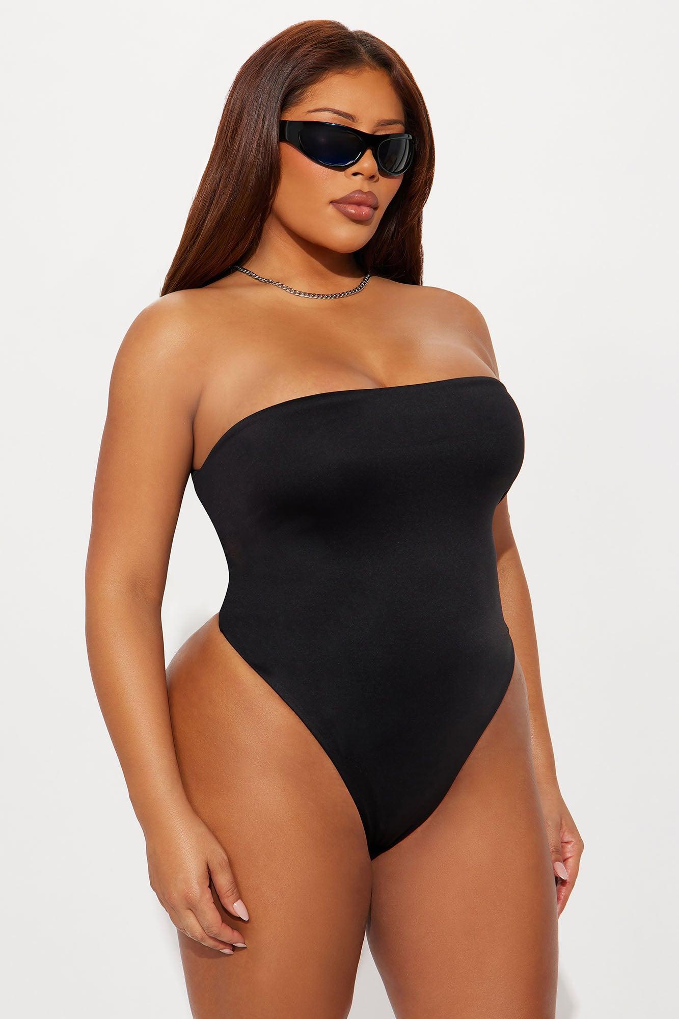 Contour Double Lined Strapless Bodysuit - Black Product Image