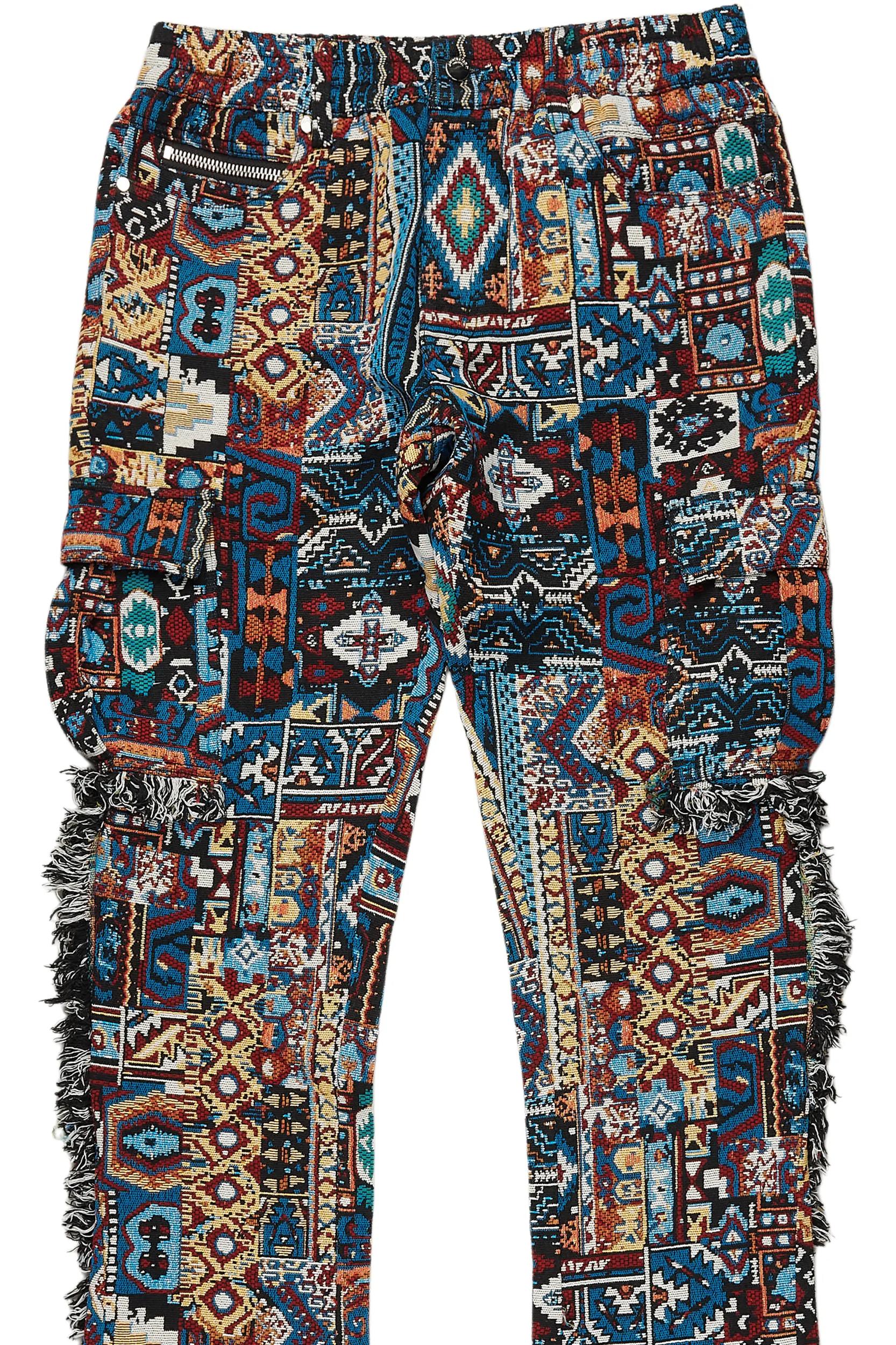 Ayami Blue Slim Tapestry Flare Jean Male Product Image