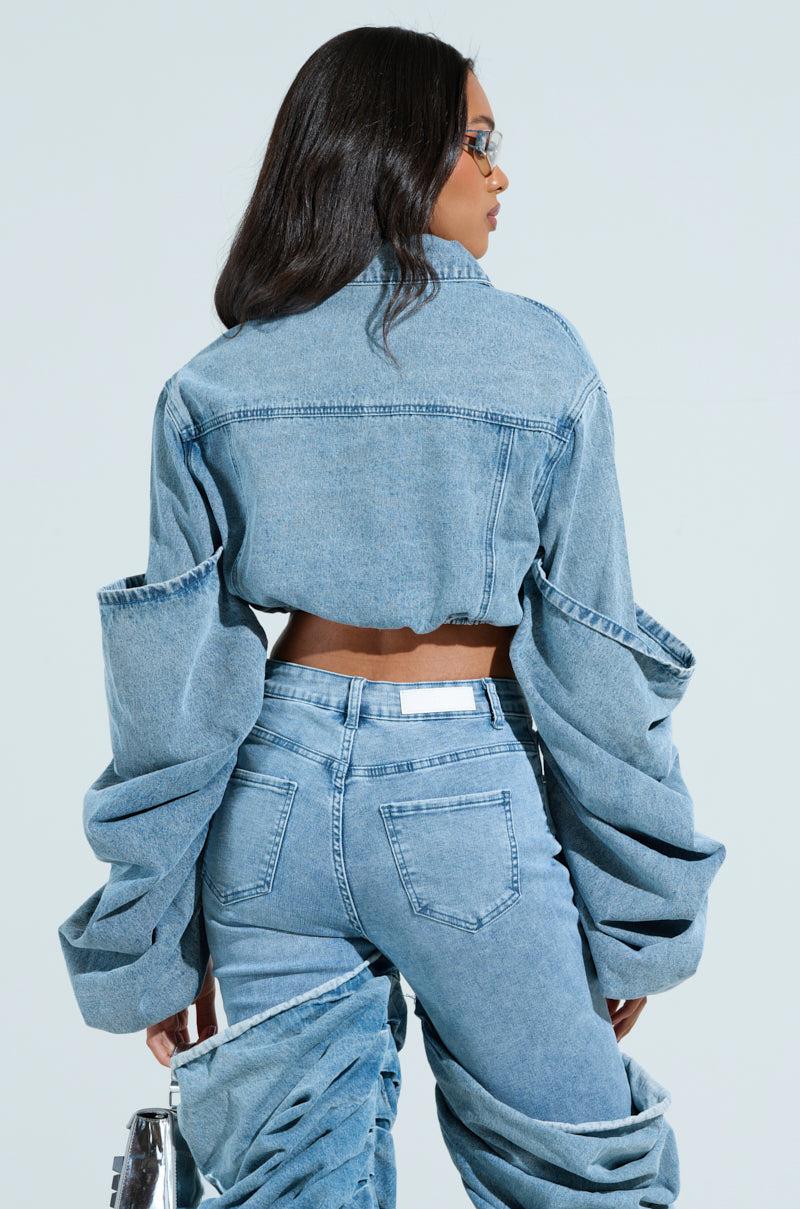 STACKED SLEEVE DENIM JACKET Product Image