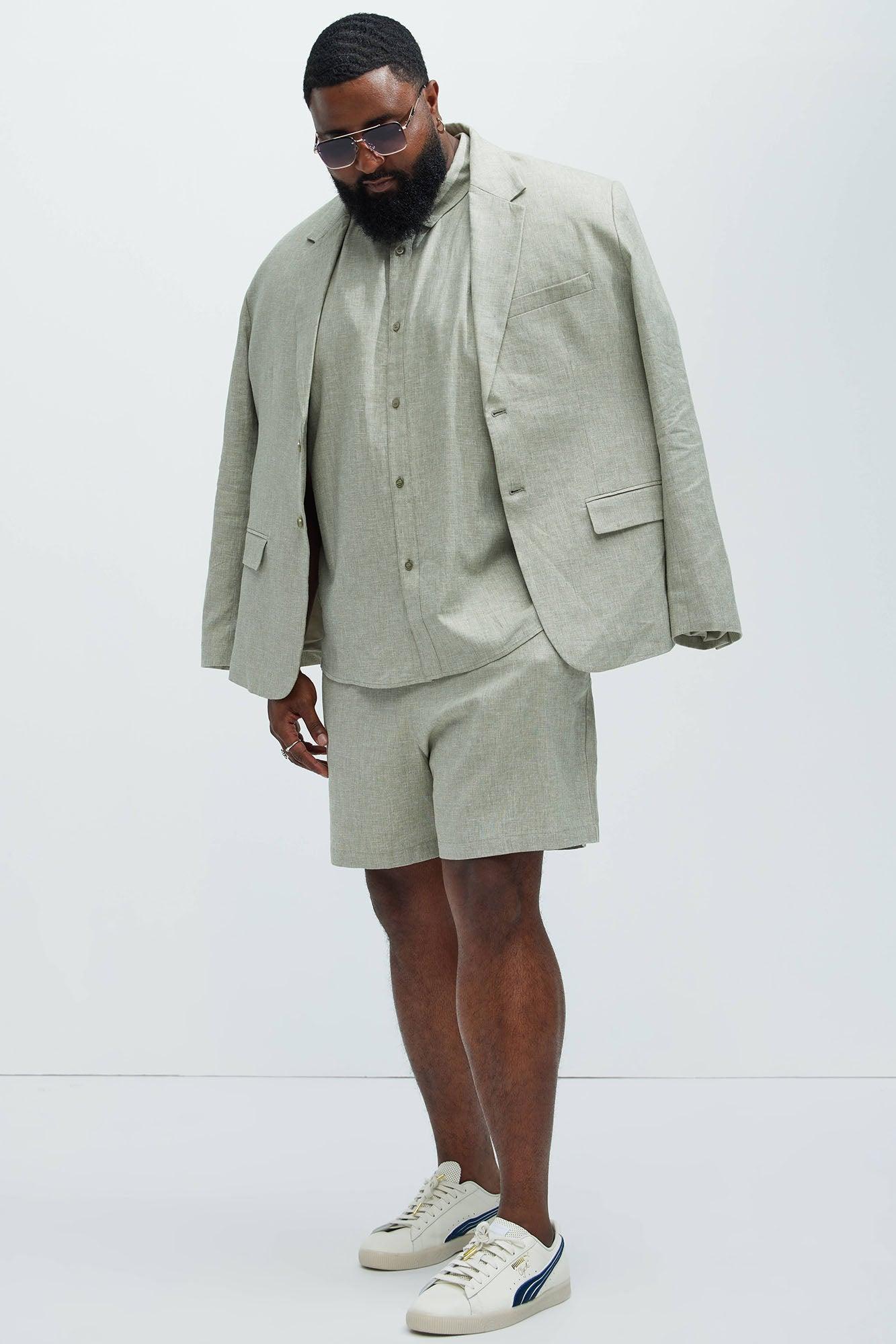 Bahamas Linen Classic Button Up Shirt - Green Product Image