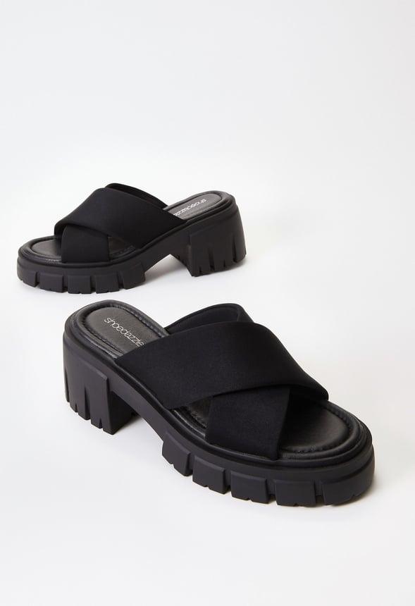 JustFab Margaux Platform Loafer Pump Womens Black/ White Size 8.5 Product Image