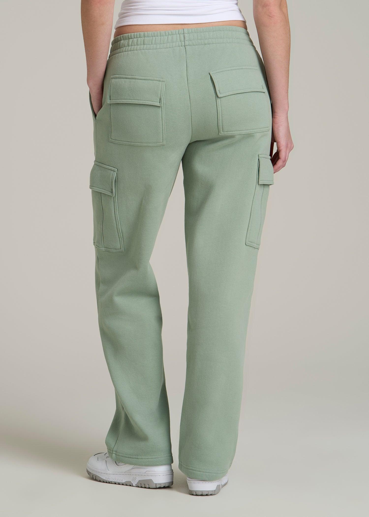 Mid Rise Cargo Fleece Sweatpants for Tall Women in Seagrass Female Product Image