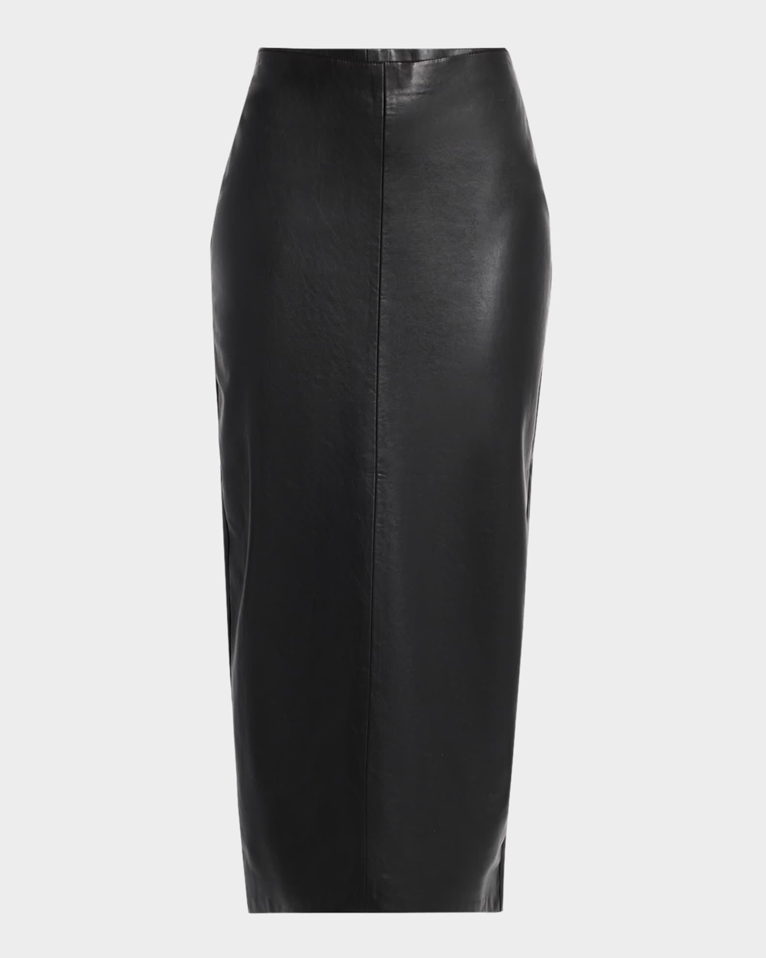 Daphne Faux Leather Midi Skirt Product Image
