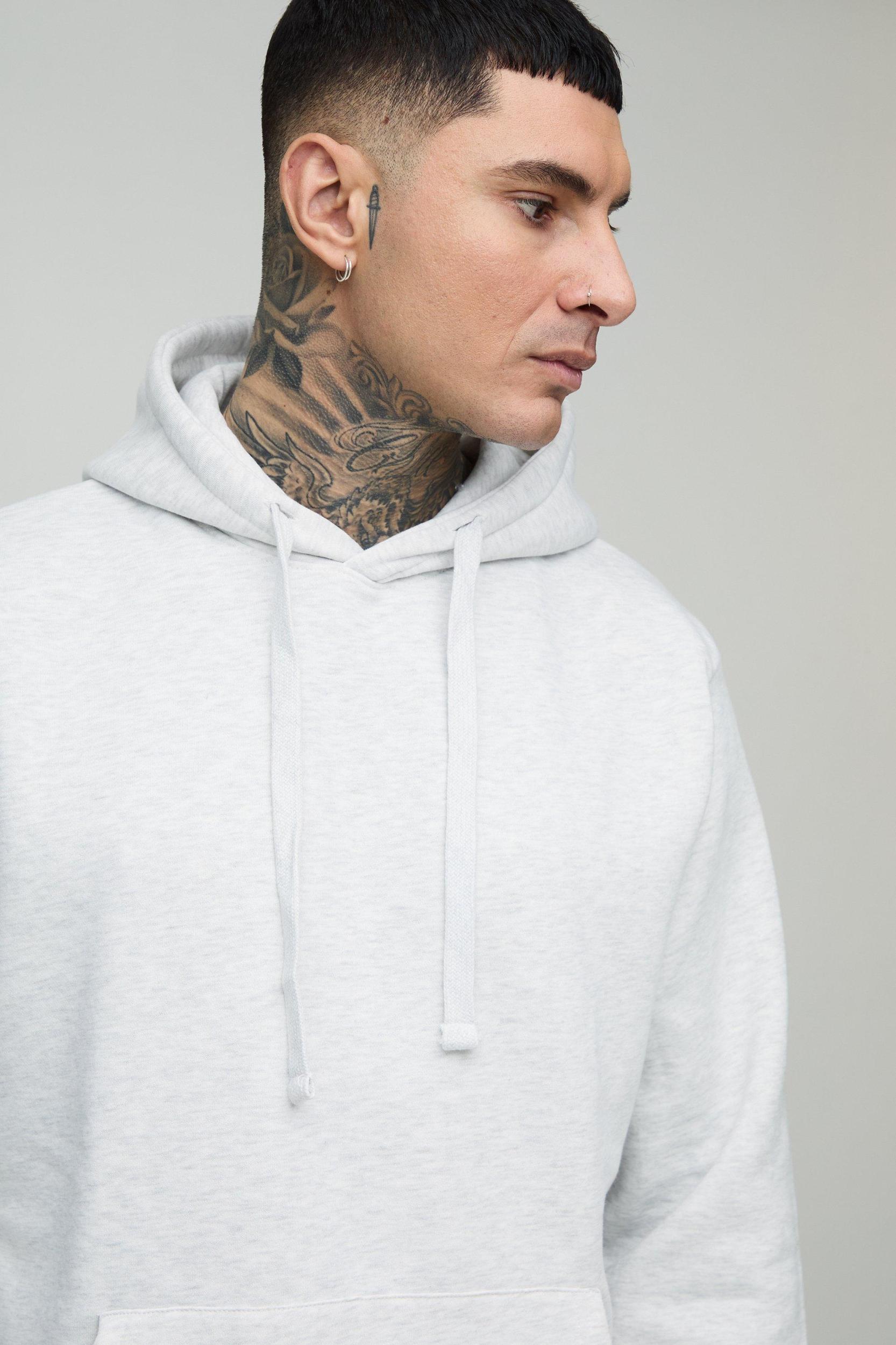 330GSM Tall Oversized Hoodie in Grey Marl | boohooMAN USA Product Image
