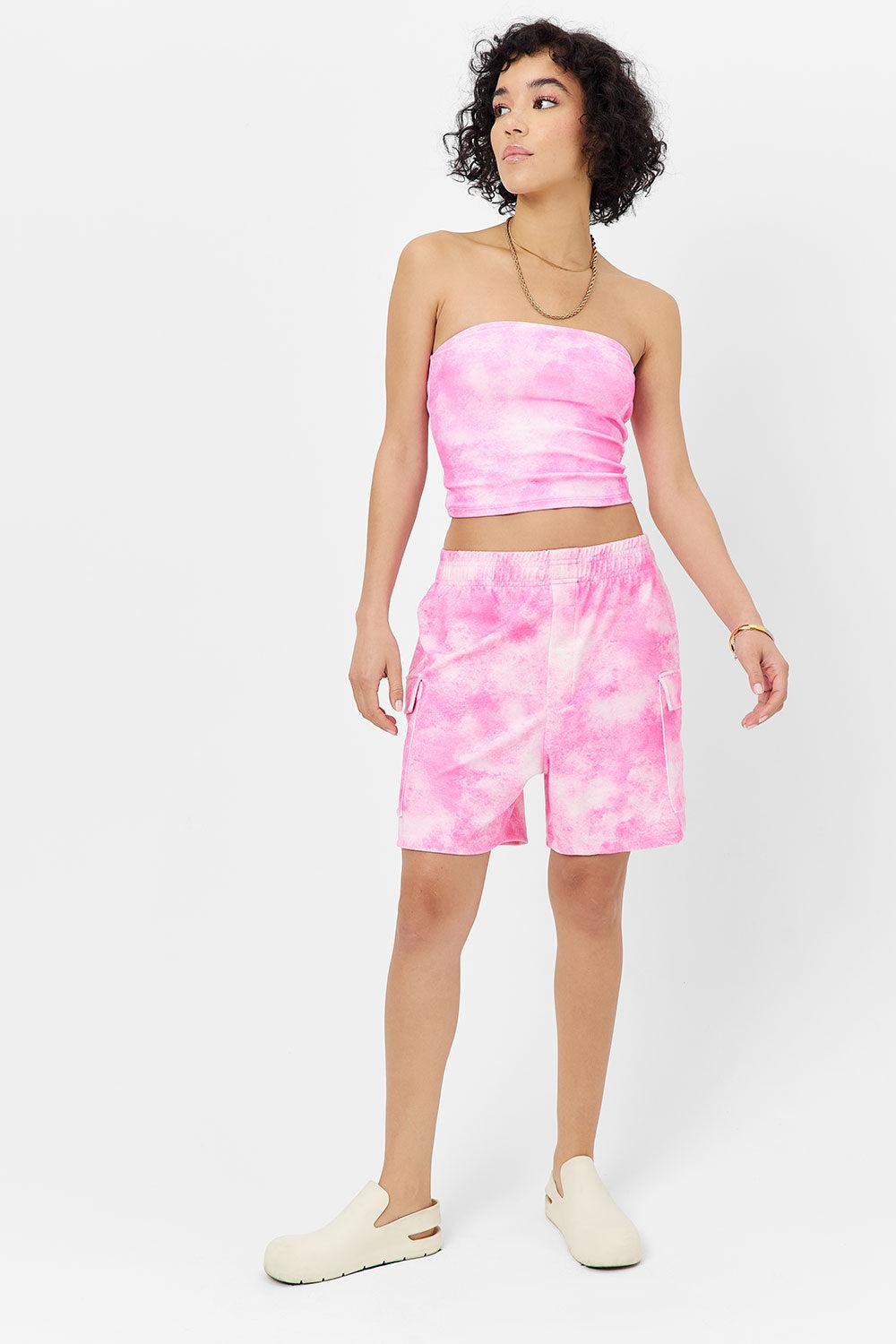 Peace Terry Strapless Bikini Top - Distorted Pink Dye Product Image