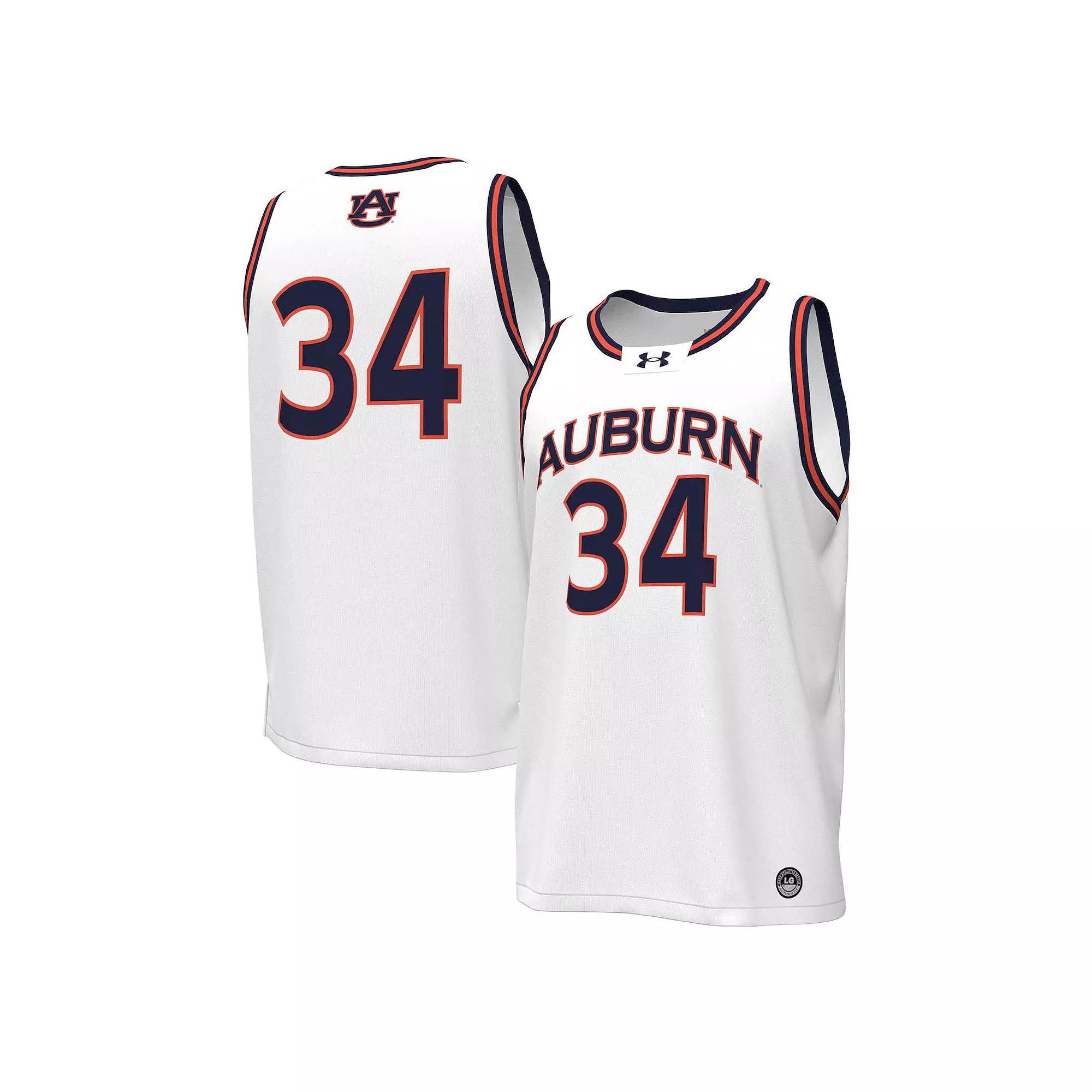 Men's Under Armour #34 White Auburn Tigers Replica Basketball Jersey, Size: Medium Product Image
