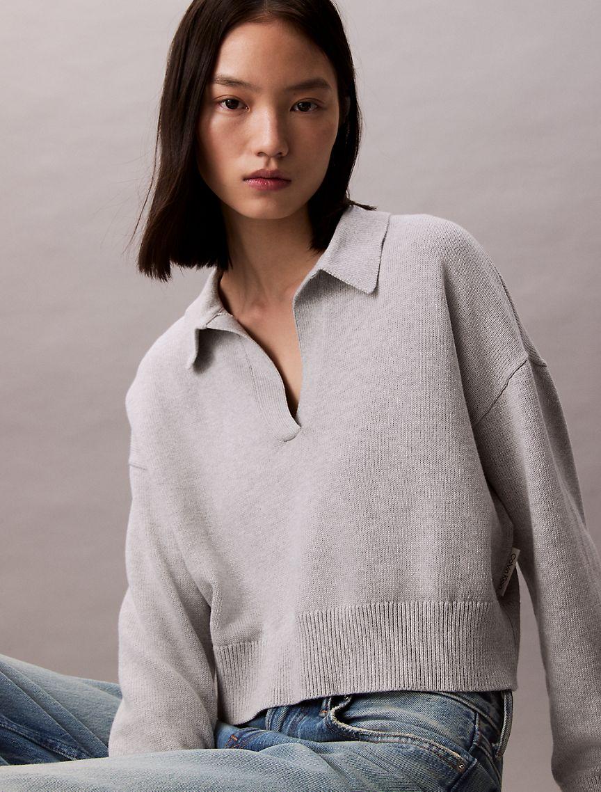 Smooth Cotton Polo Sweater Product Image