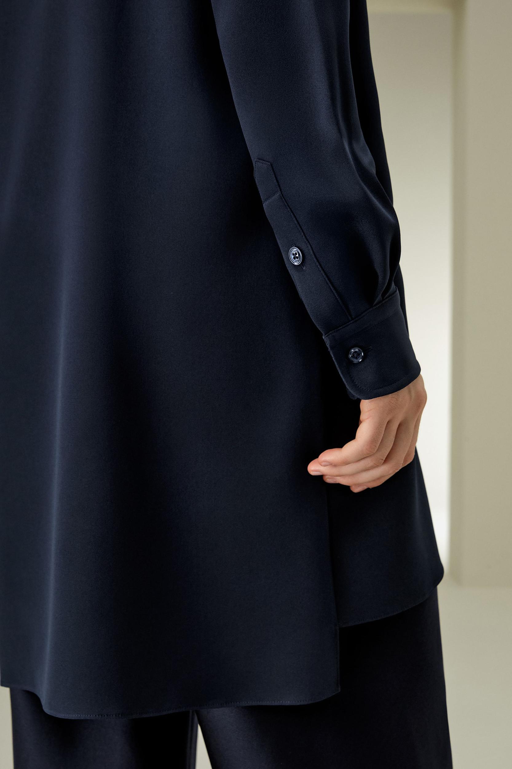 LILYSILK Shirt for Women Silk - Midnight Blue Mulberry Silk - Organic Long Sleeve Tops XS Product Image