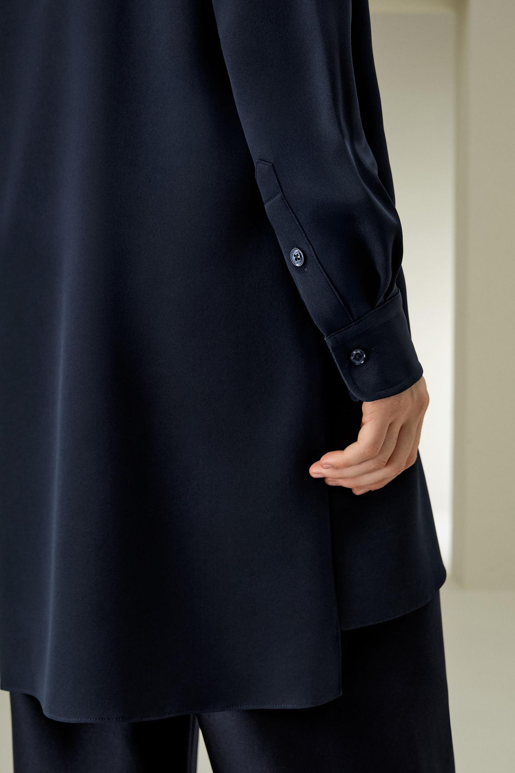 LILYSILK Shirt for Women Silk - Midnight Blue Mulberry Silk - Organic Long Sleeve Tops XS Product Image